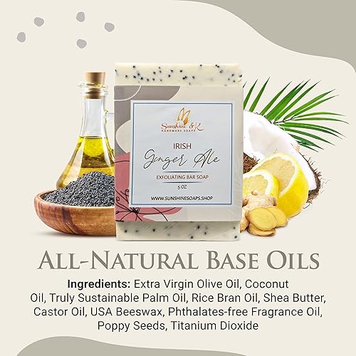 Miniatura 10 de French Pomegranate Exfoliating Soap, Bar Soap with Poppy Seeds & Shea Butter, All-Natural Base Oils, Body Soap Bars with 6 Natural Base Oils, 4.44.5