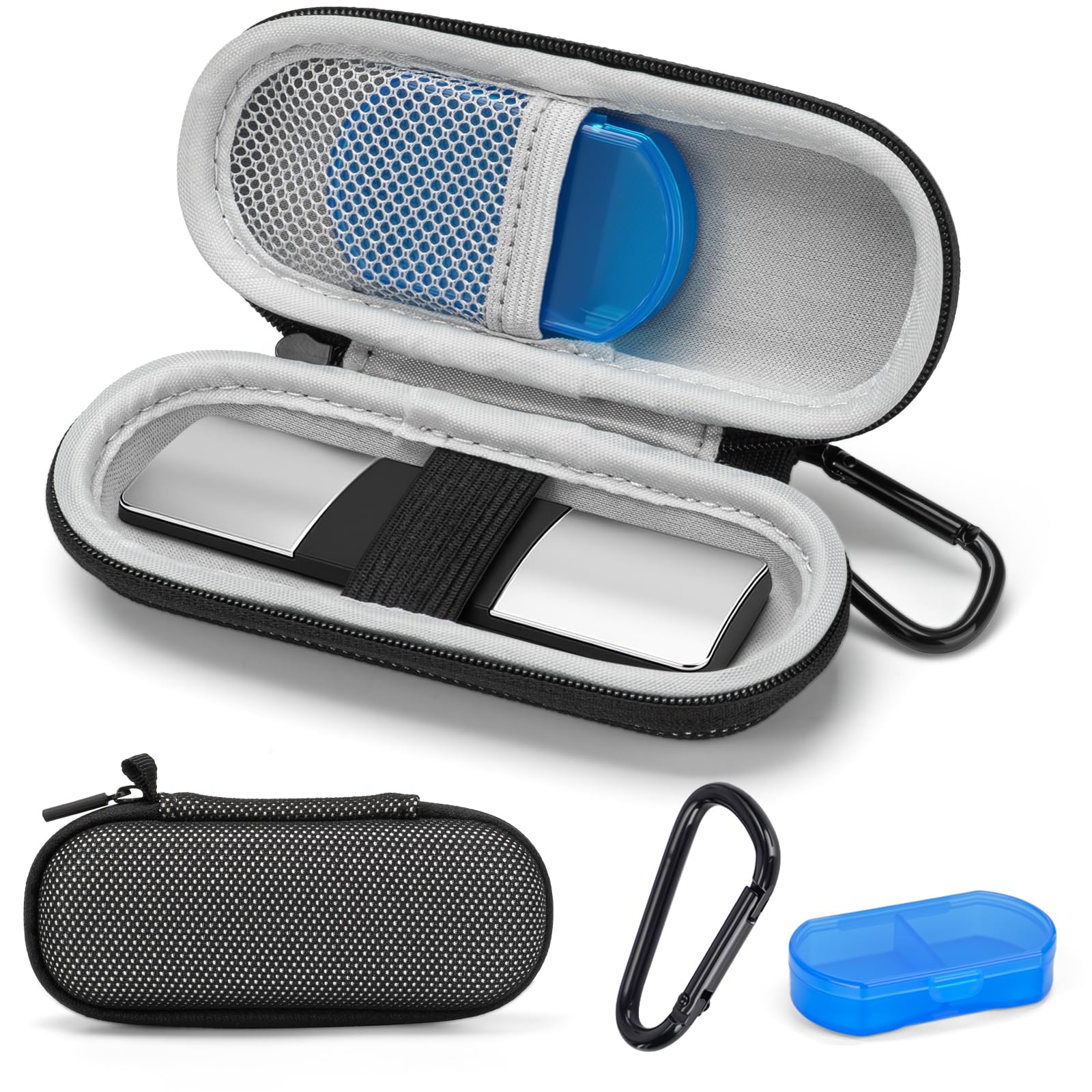 Case for KardiaMobile 1L 6L Personal EKG Monitor, Hard Travel Carrying Case for AliveCor Kardia Heart Monitor EKG/ECG, Portable Heart Rate Monitor Bag Storage Organizer with Pill Box & Carabiner Clip