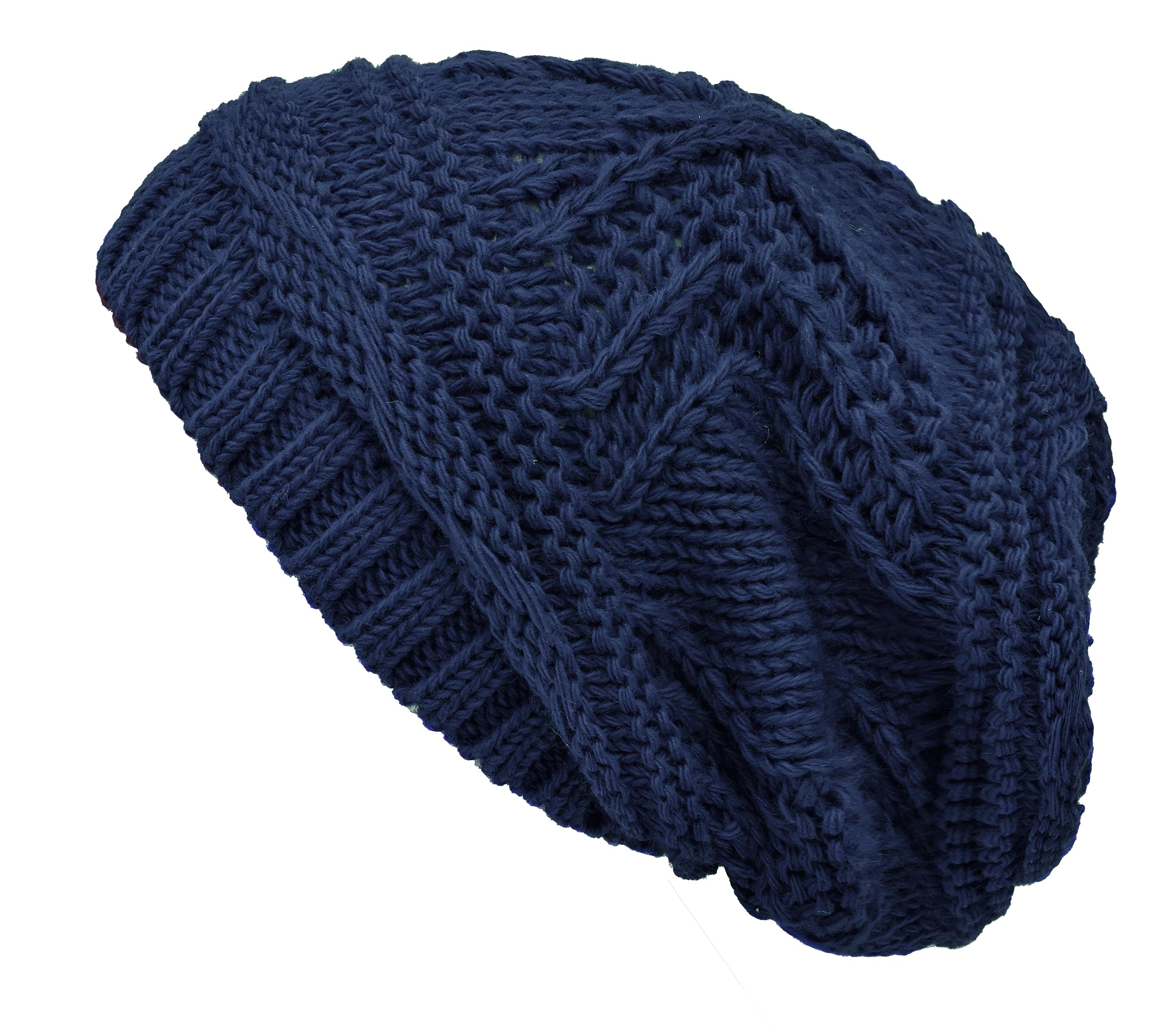 Lilax Women's Navy Knit Slouchy Oversized Soft Warm Winter Beanie Hat