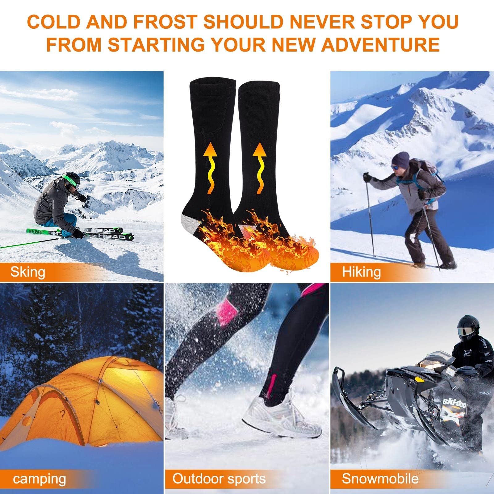 Chaussettes Chauffantes Rechargeables 5000mAh - Contrôle APP Et Manuel, 4 Niveaux De Chaleur - Pour Sport D'hiver, Randonnée