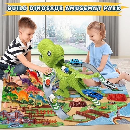 Miniatura 5 de Wdebay Juguetes de dinosaurio para niños, juguetes de dinosaurios y autos para niños de 2 a 4 a 6 años, dinosaurio para niños de 8 a 12 años con