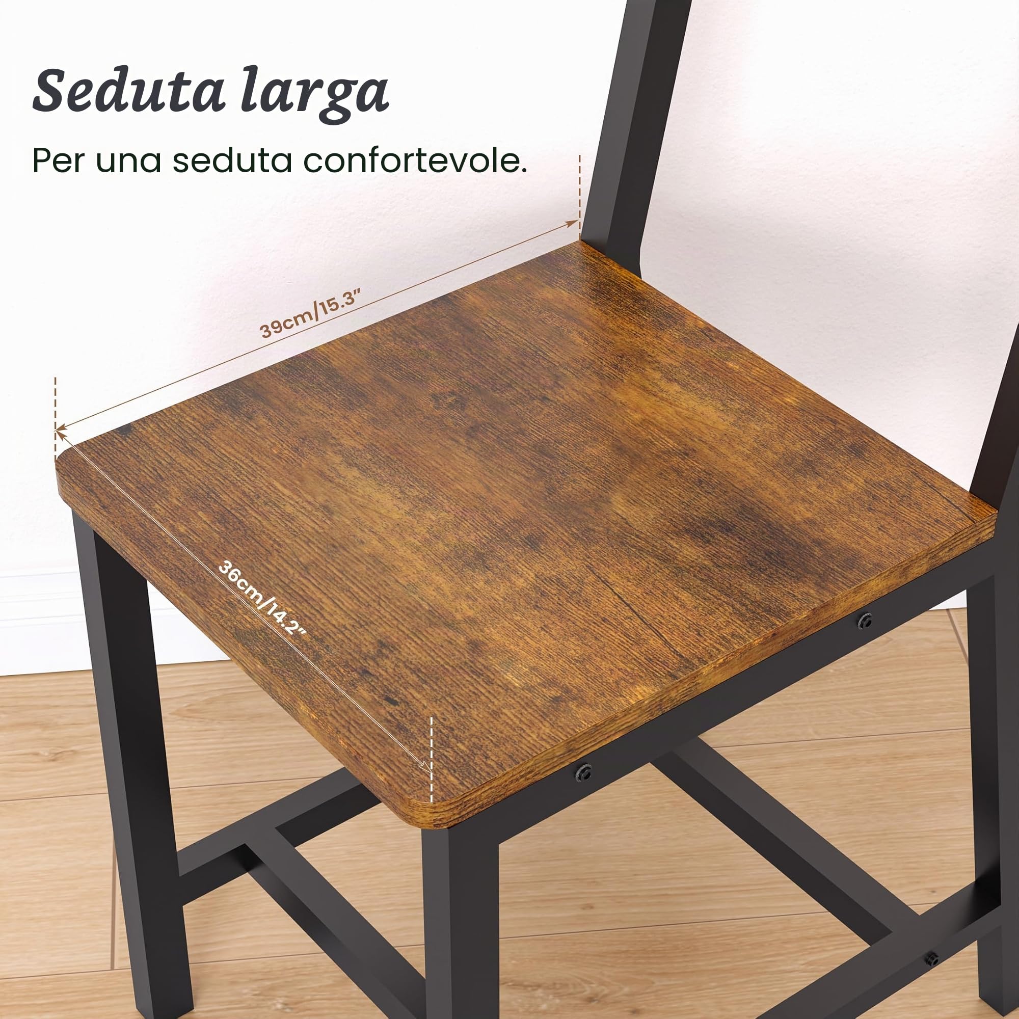 YOUDENOVA Sedie Da Pranzo Set di 6, Robusta Struttura In Metallo, Comode Sedie Da Cucina Con Schienale, Ideali Per Soggiorno, Sala Da Pranzo E Cucina, Marrone Vintage, Portata Fino a 150 Kg