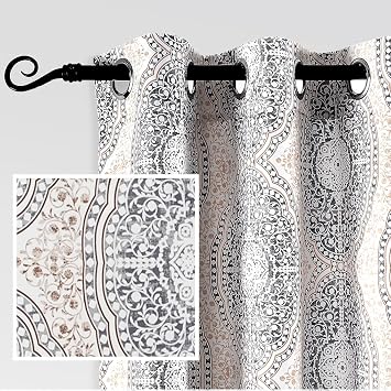 DriftAway Curtains for Bedroom Room Darkening Curtain 63 Inch Medallion Drapes for Living Room Damask Pattern Thermal Window Treatments Grommet 2 Panels