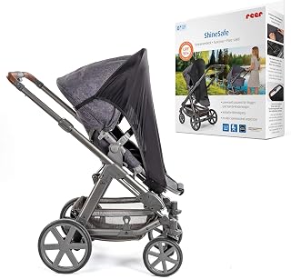 reer ShineSafe Sonnenverdeck | Universal-Sonnenschutz für Kinderwagen & Buggys | UV-Schutz 50+ | flexibel verstellbar & leicht zu befestigen | Farbe: grau