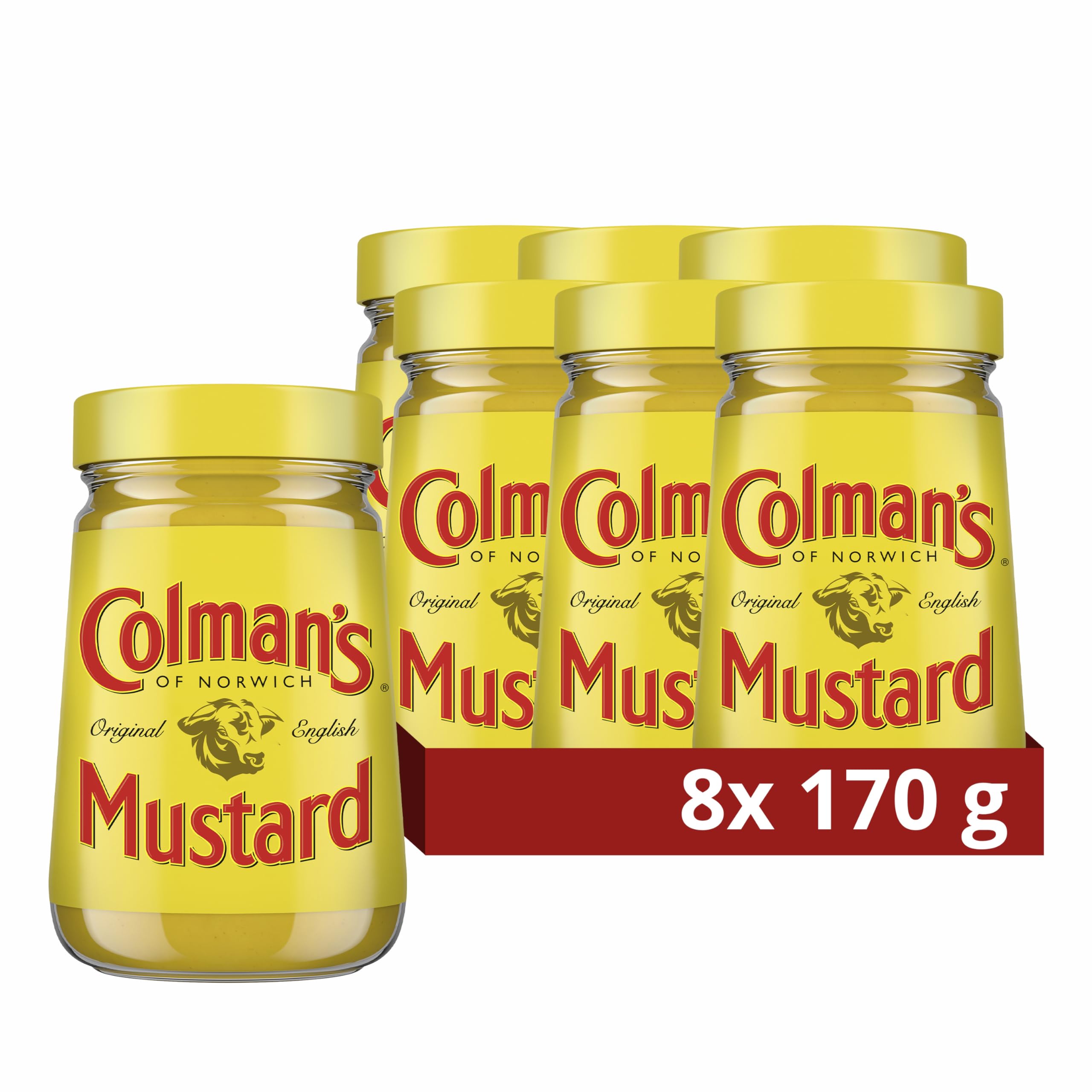 Colman's Original English Mustard Mustard made with double-milled, superfine condiment for spicing up your meals 8x 170 g