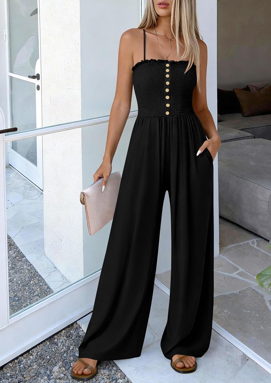PRETTYGARDEN Jumpsuits for Women Dressy 2026 Summer Sleeveless Casual Wide Leg Rompers Spring Cruise Vacation Outfits - Image 4