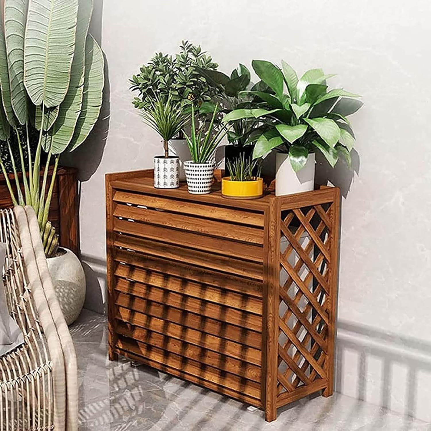 Wooden Air Conditioner Fence Privacy Screen Cover,Air Conditioner Fence for Outside