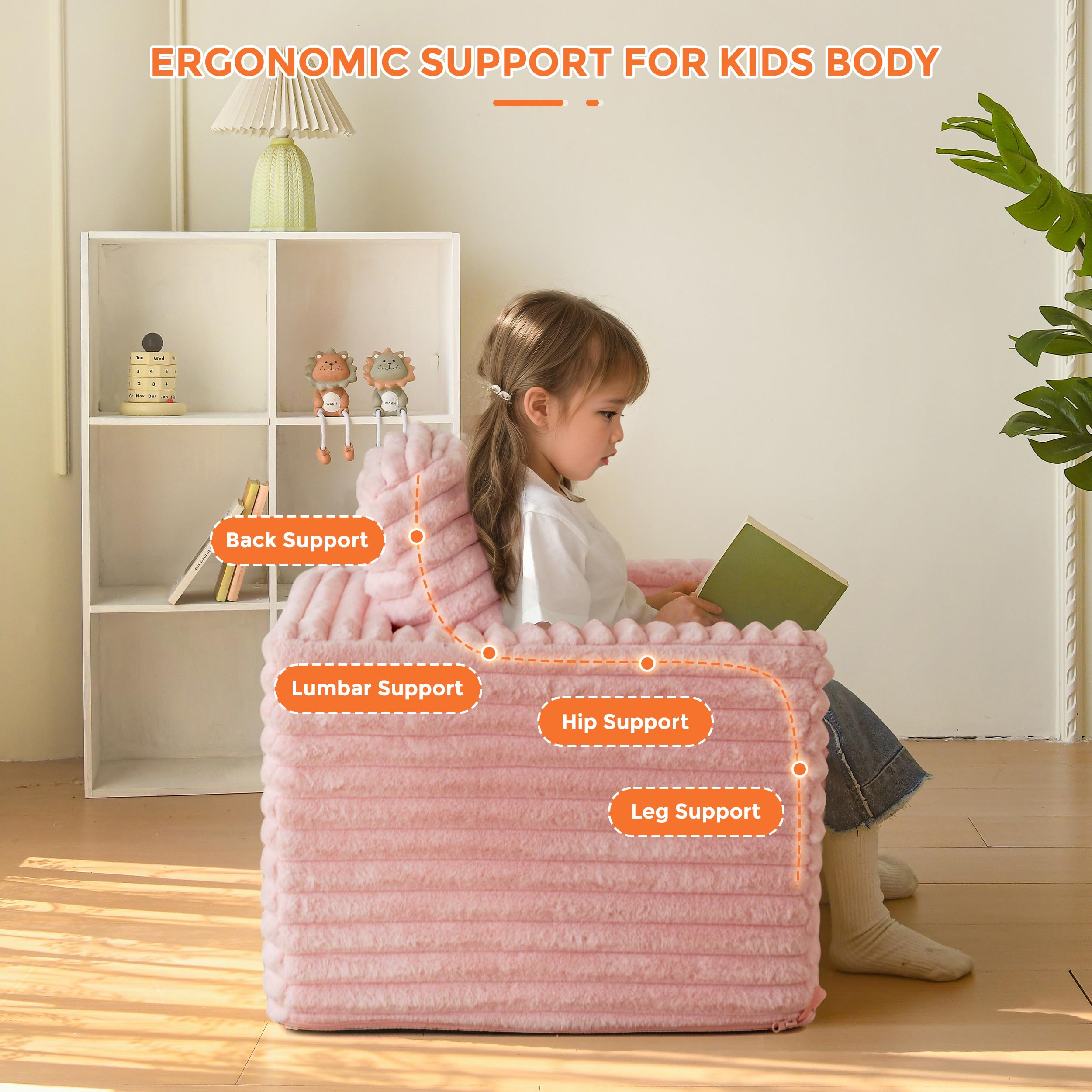 MAXYOYO Kindersitzsack aus Kunstfell, Gemütlicher Sitzsack mit Füllung, Polsterter Bodensessel mit Kissen und Armlehnen, Fauler Sessel für Jungen und Mädchen