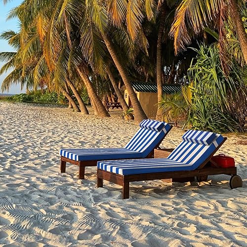 Miniatura 8 de PNP FKJP Cojín para patio al aire libre con reposacabezas, con 100% poliéster, cómodo y elegante cojín de patio "72 x 21" (azul)