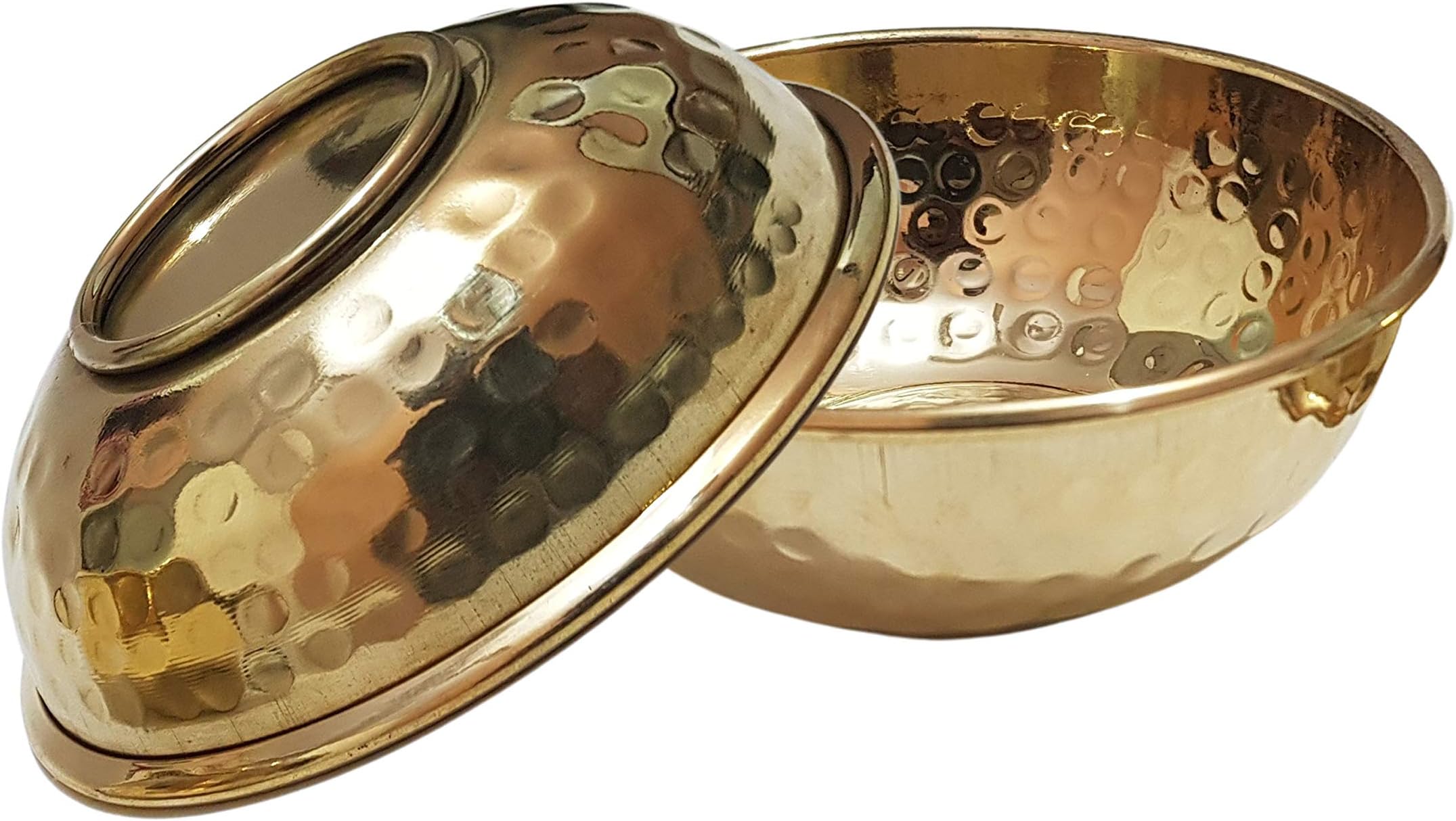 Pure Source India Brass Hammered Bowl (150ml, Golden)