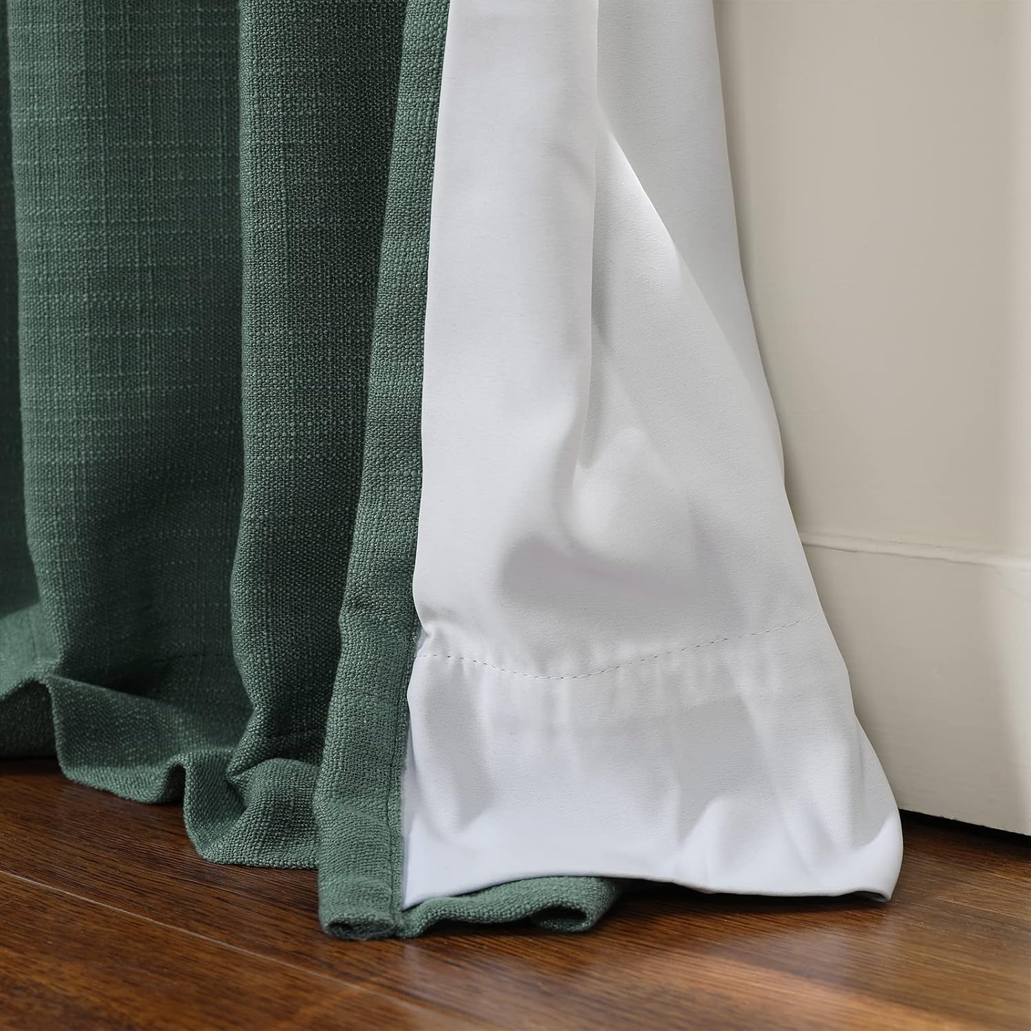 ChadMade Pinch Pleat Drape 63 Inches Long Natural Linen Blend Curtain for Kitchen, Durable Light Filtering Curtain Privacy Protection Window Treatment (W27 x L63, 1 Panel, Hunter Green)