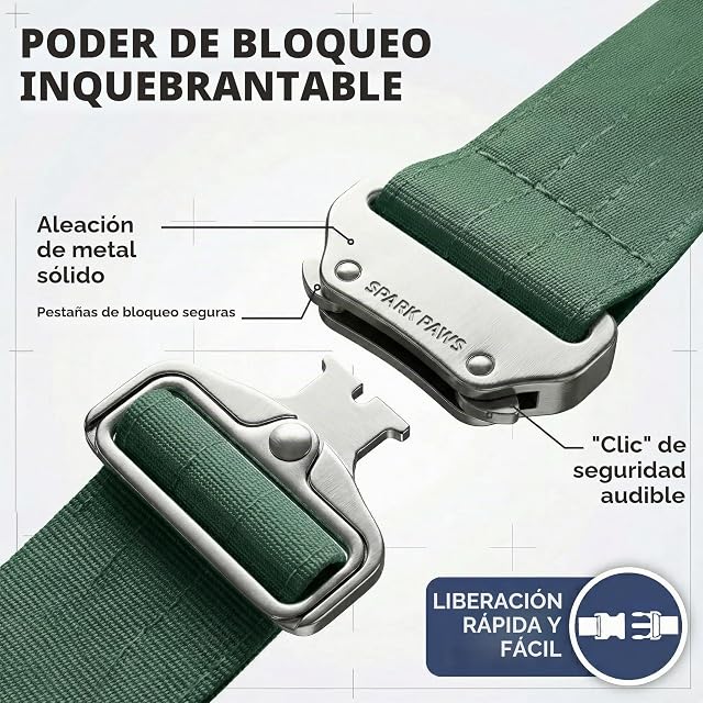 Foto 6 de 7 de Spark Paws Collar Táctico Premium Resistente para Perros Medianos y Grandes, Verde Sólido, M, 1.5 Pulgadas