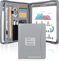 Vista 21 de Carpeta de portafolio Calfinder con cremallera, padfolios de piel para mujeres y hombres, portafolio profesional con soporte para bloc de notas