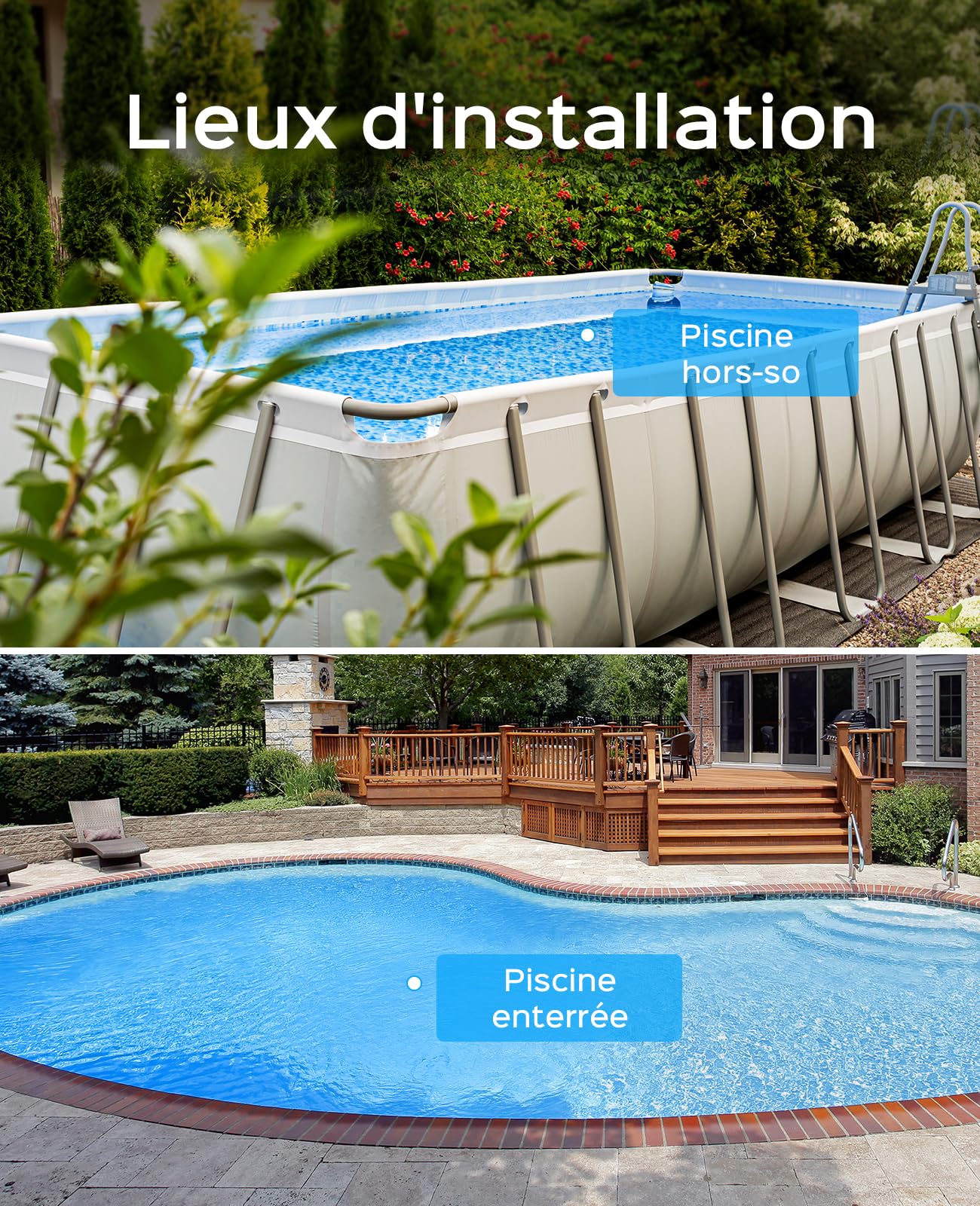 WYBOT Grampus 400 Robot Piscine, Super Aspiration 150W, Double Moteur, 3 Options de Durée de Travail, Angle de Buse Réglable, Adapté aux Piscines à Fond Plat