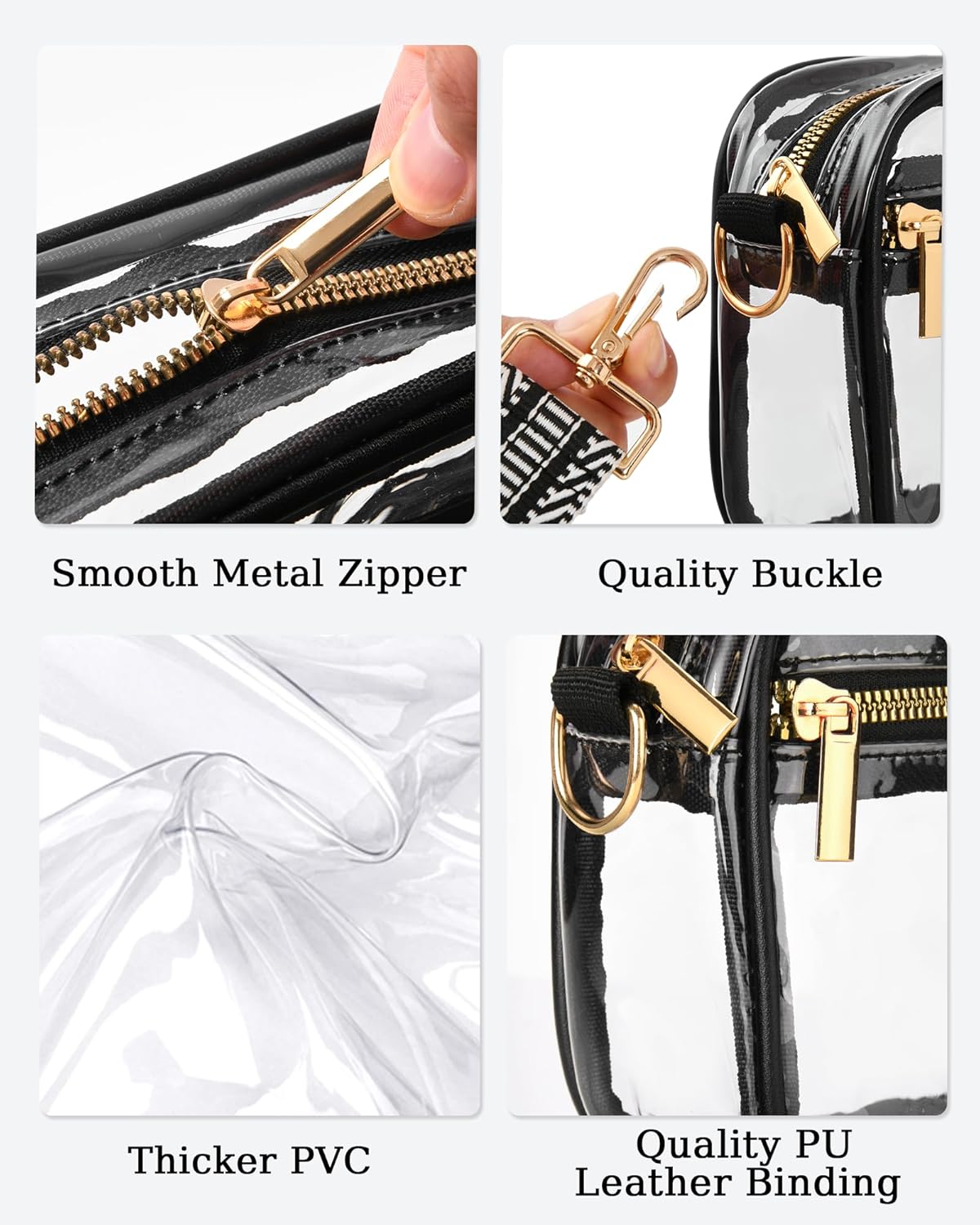 FANGSUN Clear Crossbody Bag Stadium Approved, Clear Purse for Women, Transparent Shoulder Messenger Handbag for Concert Sport - Image 4