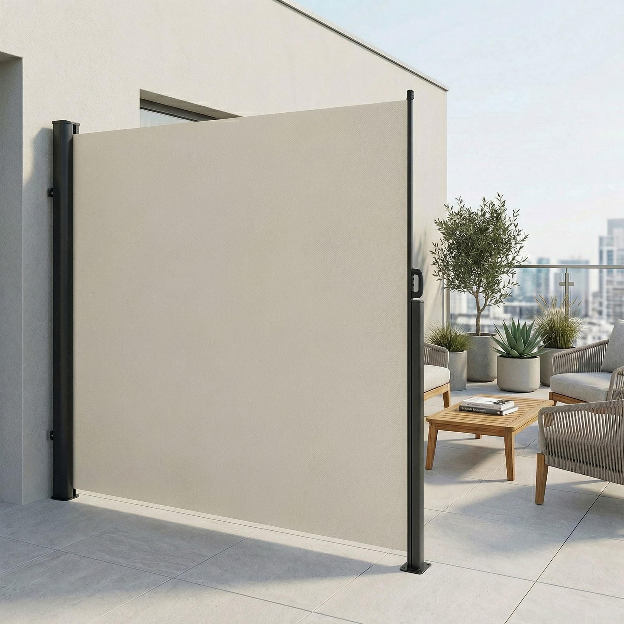 Tenda laterale avvolgibile parasole frangivento 180x300cm alluminio inossidabile separè divisore giardino privacy beige