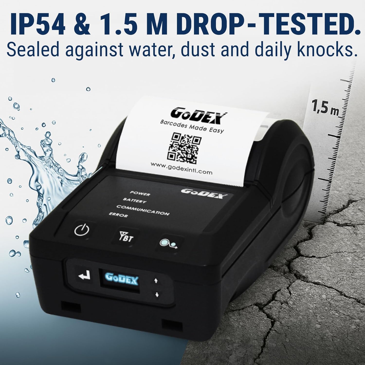 McAuley Labels GoDEX MX30i Mobile Printer – 3" Portable Barcode Direct Thermal Label Printer, USB/Bluetooth, Ideal for Warehousing, Shipping & Field Work