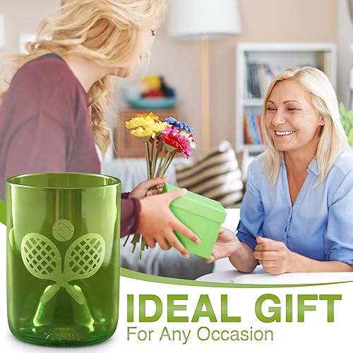 Miniatura 3 de Botella de vino de tenis, copas recicladas, borde pulido de fuego suave (juego de 2) regalo de tenis, vaso de vidrio, cóctel de agua, vino, whisky,