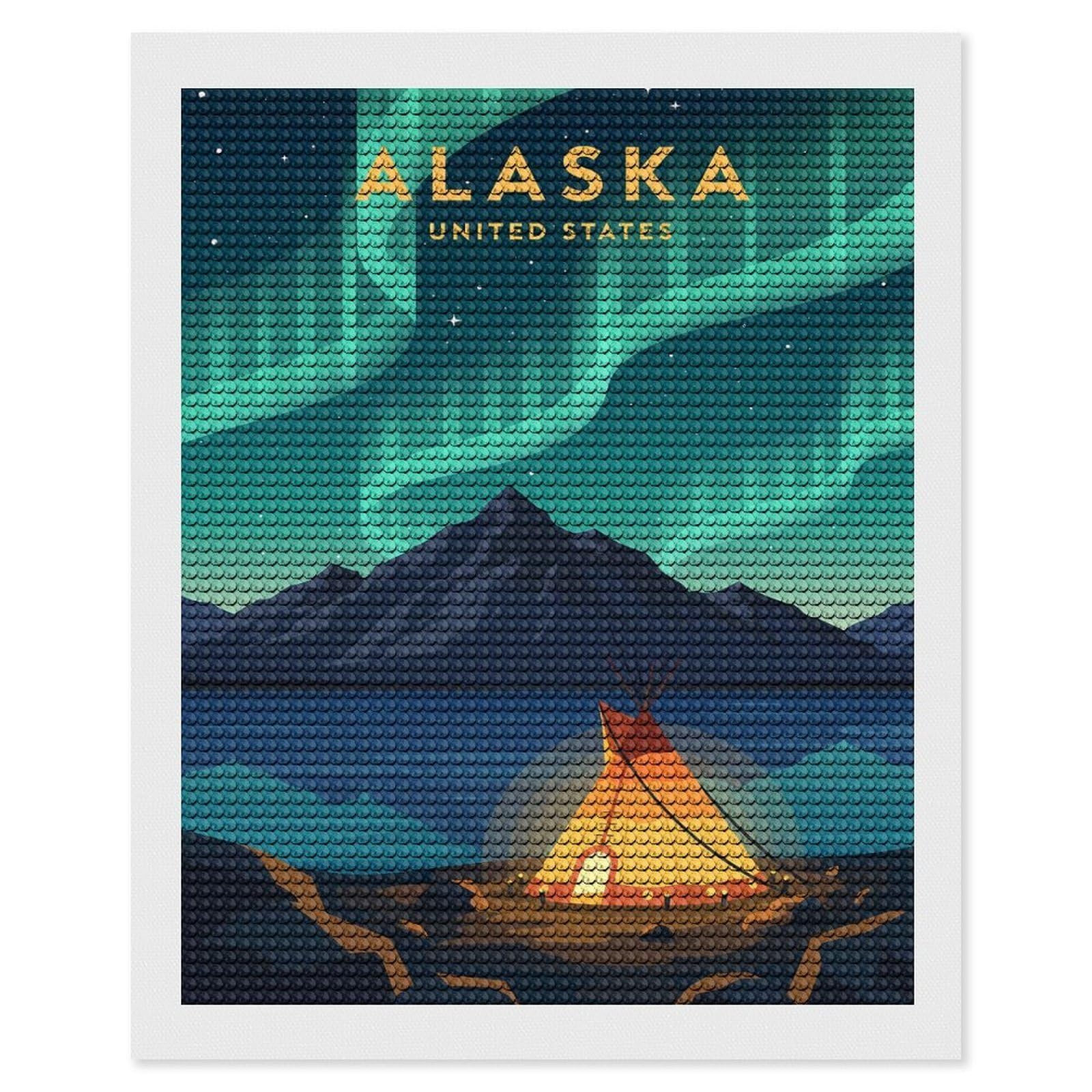 Junmoney Alaska Aurora Borealis Full Drill Diamond Painting Kit 16"x20", for Teens, Calming Craft to Unwind, Home Wall Decor, Christmas Gift