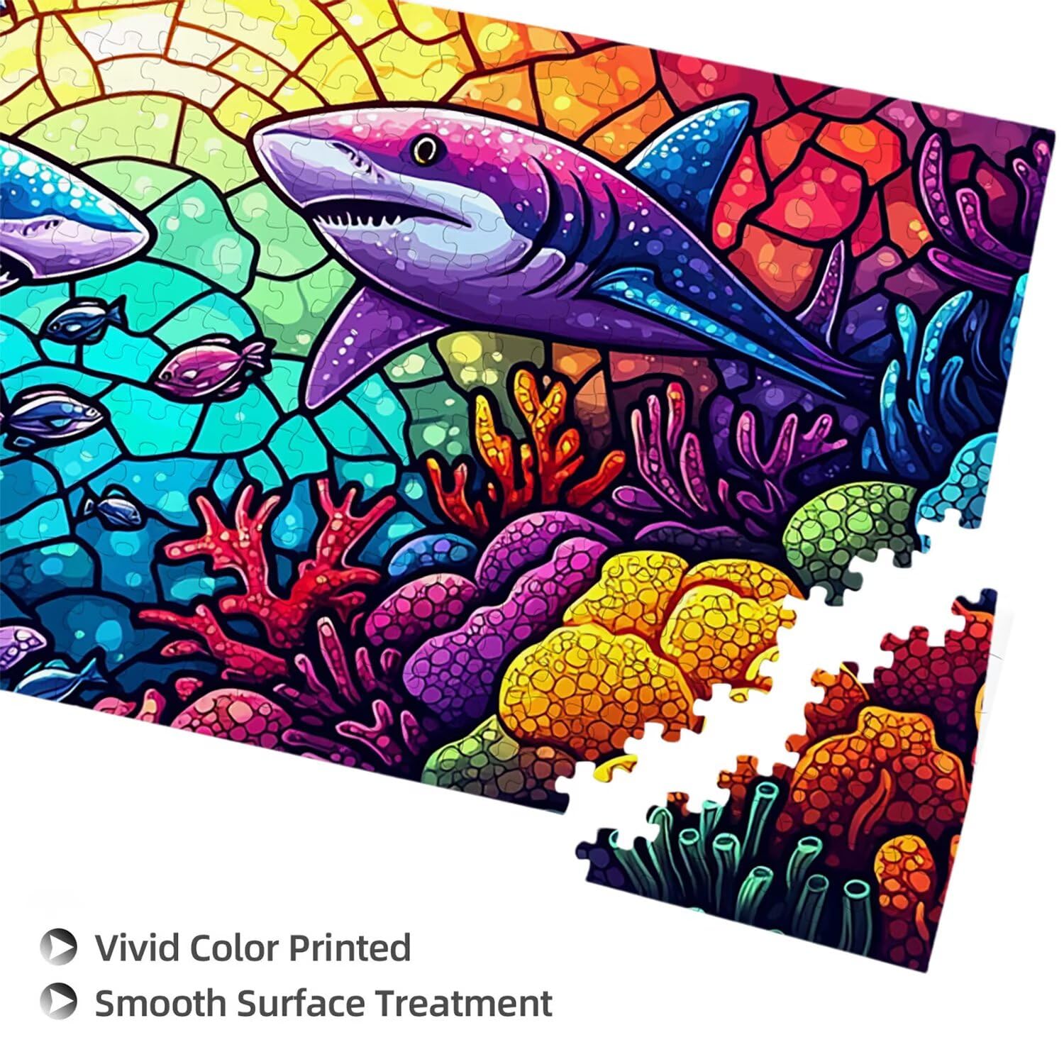 Puzzle de Madera para Adultos 900 Piezas - tiburón, Obra de Arte de Juego de Rompecabezas para Adultos, Puzzle de Impresión de Alta Definición Multicolor, Pasatiempo Creativo Regalo b-837