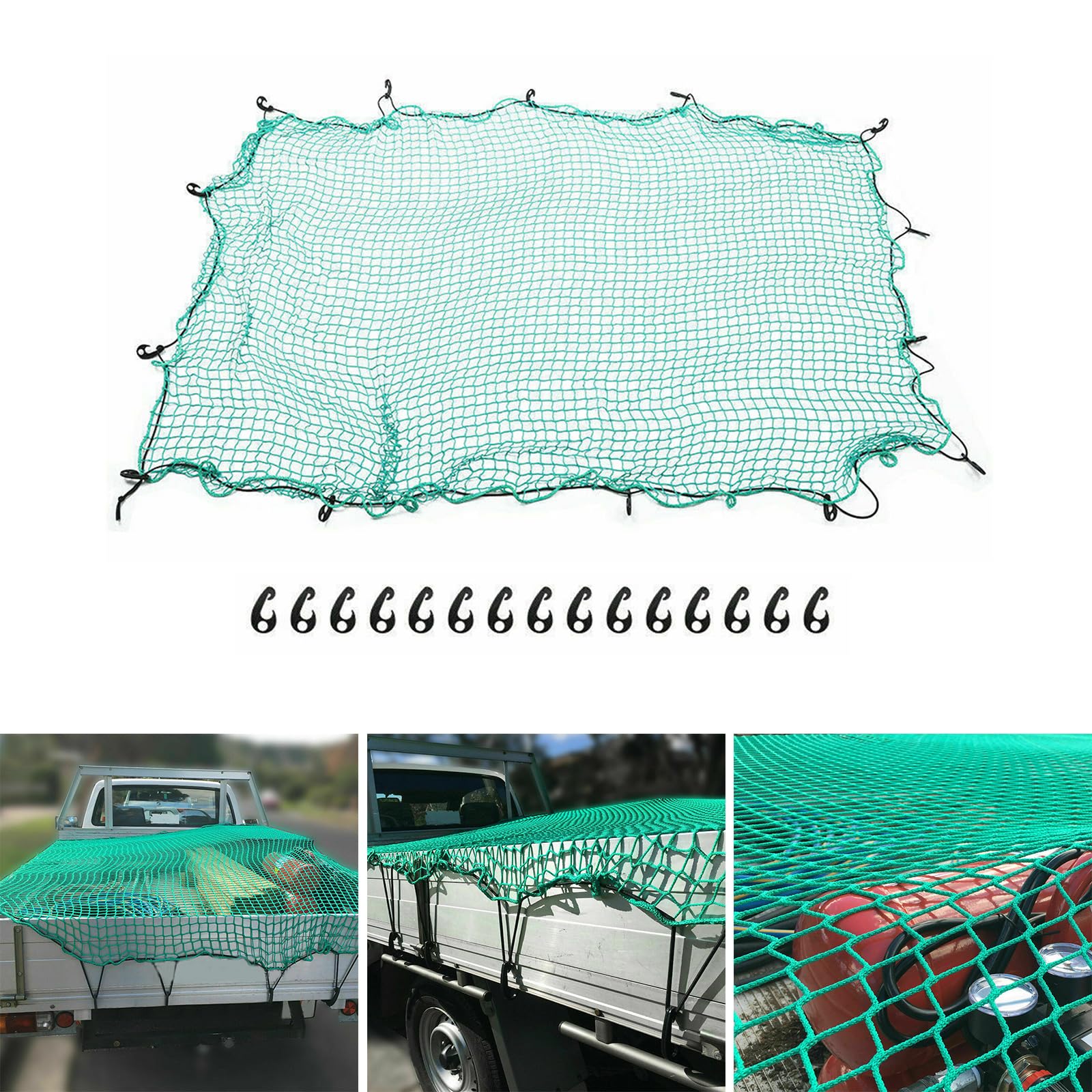 Gepäcknetz mit 15 Haken und elastischem Gurt, 1,5 x 2,2 m, 2 x 3 m, 2,5 x 3,5 m, Gepäcknetz, robustes Bungee-Gepäcknetz