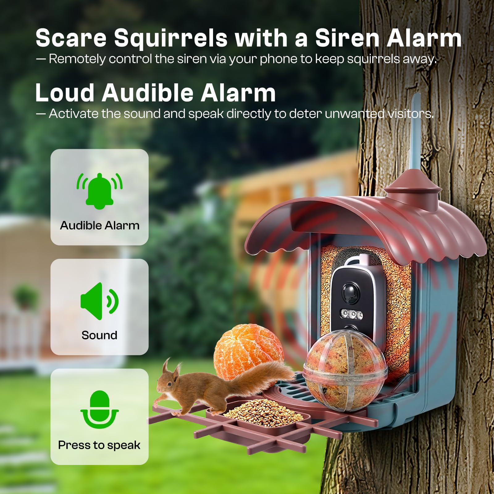 Pajarera con cámara de 4 MP, comedero solar para pájaros y comedero: vídeo/toma de fotos, identificación de IA, detección de movimiento, notificación instantánea, visión nocturna, WiFi de 2,4 GHz