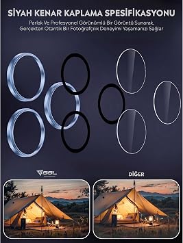 Babilden iPhone 13 Pro İle Uyumlu Kamera Lens Koruyucu Alüminyum Alaşım Çerçeveli Tempered Glass (Mavi)