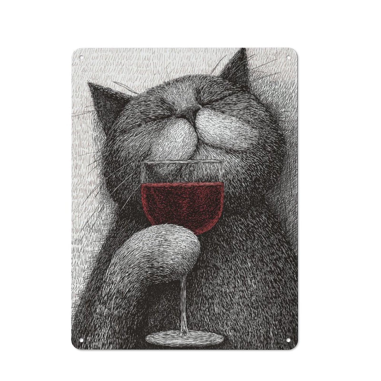 Junmoney Whiskered Sipper Tin Sign 40X30cm For Workshop Wall, Rustic Wall Decor, Suited To Workshop Decor Fans