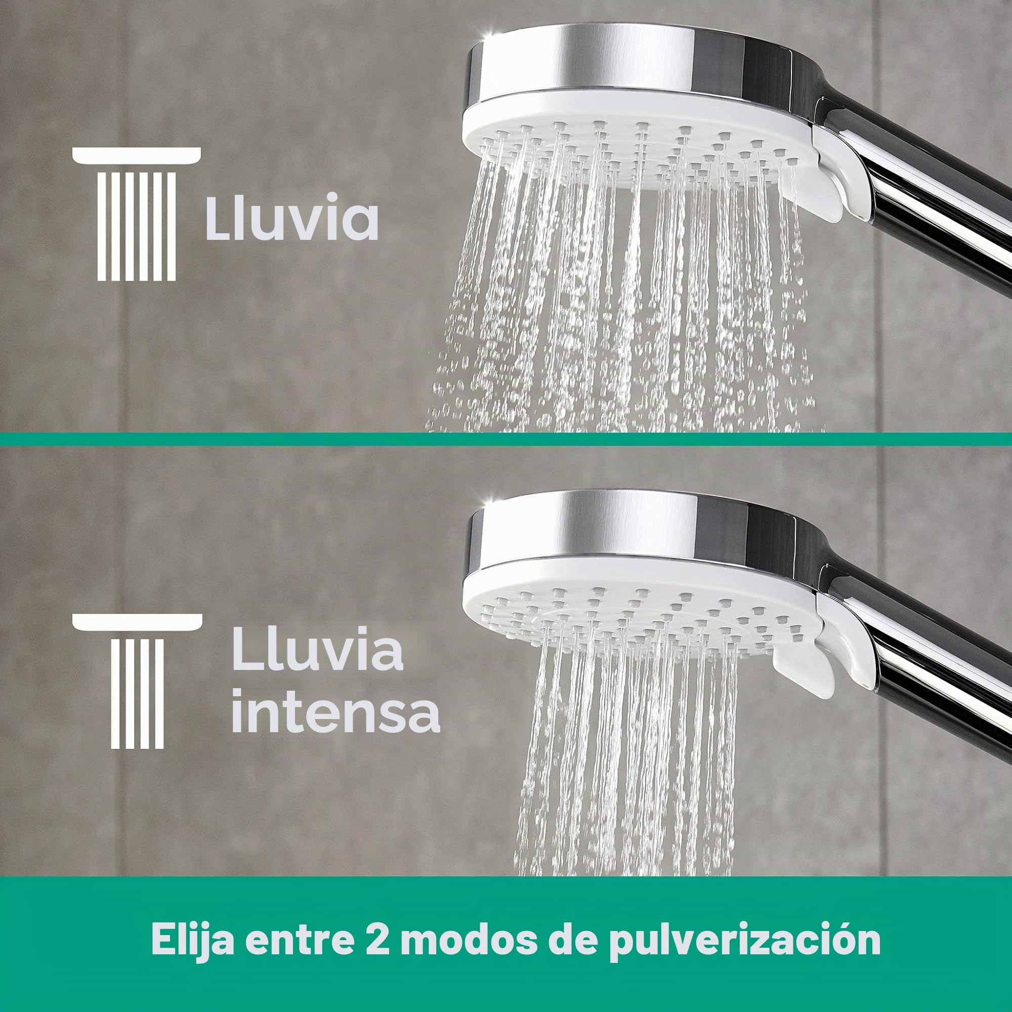 Hansgrohe Crometta Vario - Combinación de set de ducha y termostato, 2 tipos de chorro, 0,65 m, blanco/cromo
