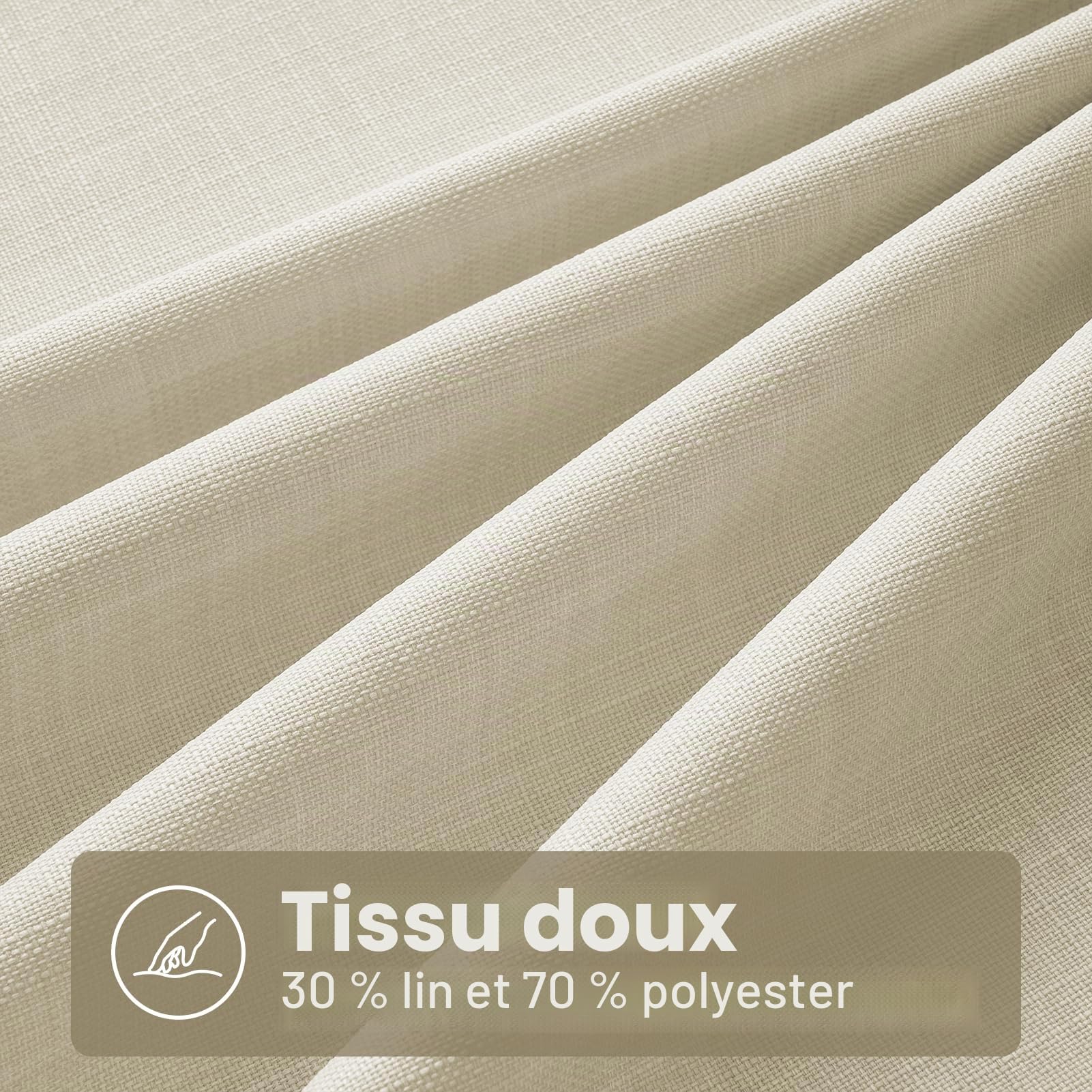 CUTEWIND Rideaux Salon Moderne Rideau Voilage Lin Naturel Semi-Transparent Beige à Oeillets 300x240 cm, Rideaux Voilages Intérieurs pour Chambre Baie Vitrée Bureau Porte Fenetre, 1 Pièce