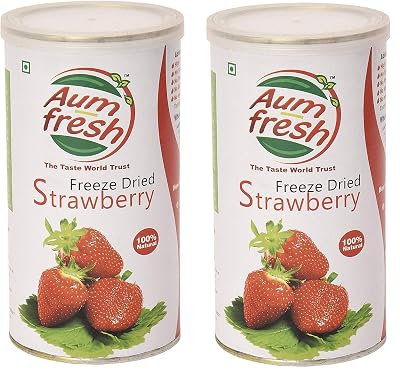 Aum Fresh Freeze Dried Strawberry Combo (Indian Origin) | Pack of 2 ( 25 + 25 gm ) | - 100% Pure & Natural
