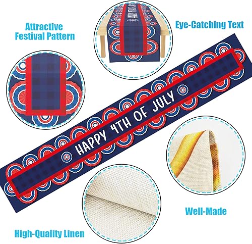 Miniatura 4 de Camino de mesa Happy 4th of July, diseño patriótico de Estados Unidos, decoración de mesa de comedor para decoración de fiesta interior al aire