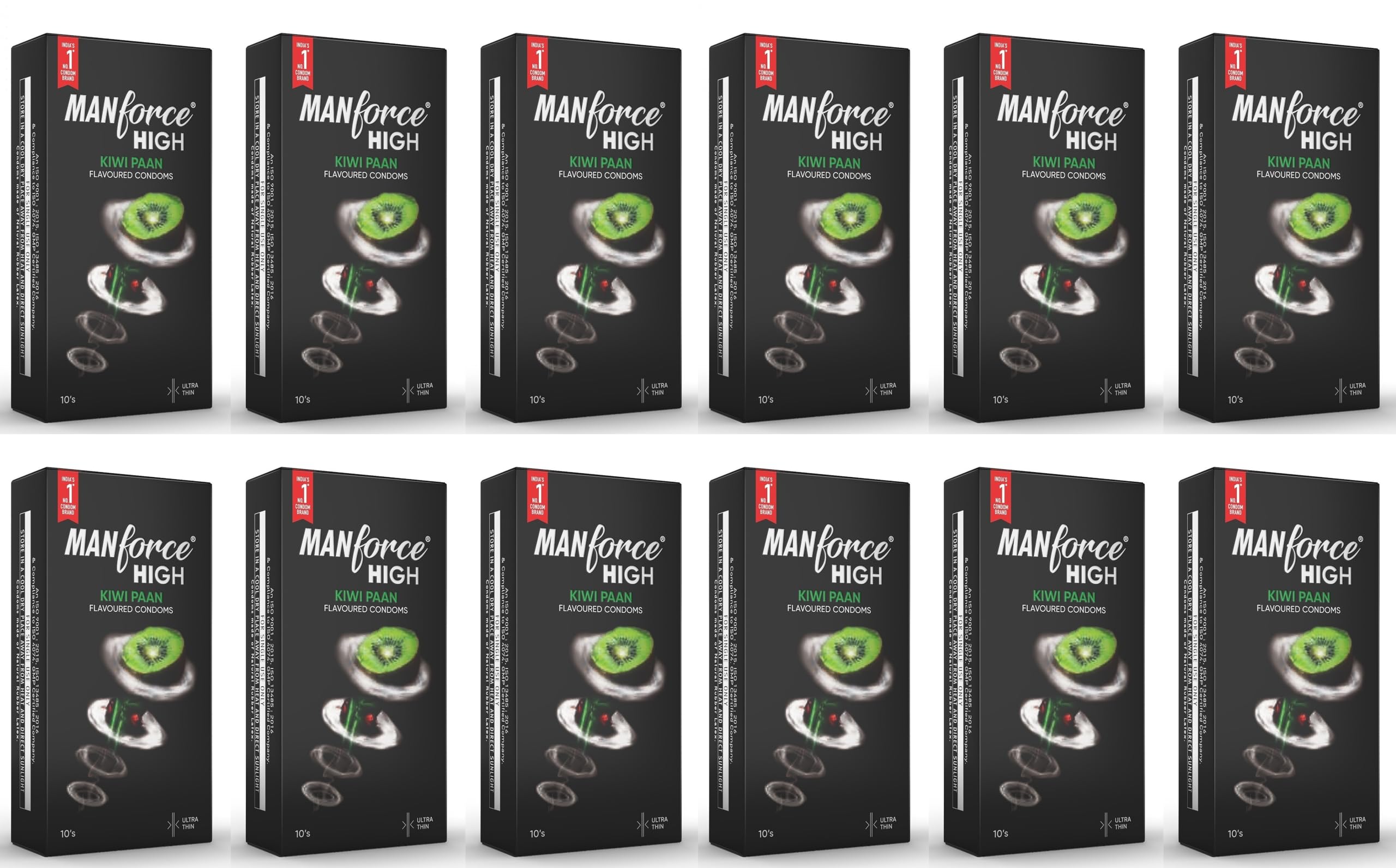 Manforce High Kiwi Paan Flavoured Condoms for Men| 10 Count| Ultra Thin| Lubricated Latex Condoms For Her Enhanced Pleasure x Pack of 12-image-23