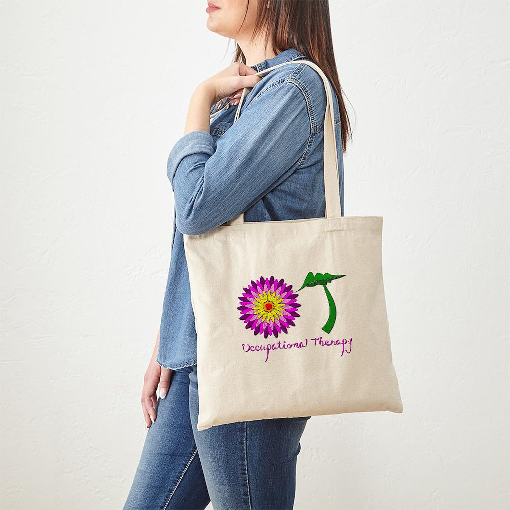 CafePress Occupational Therapy Tote Bag – Natural Canvas Reusable Shopping Bag – Custom Printed Tote - View #5