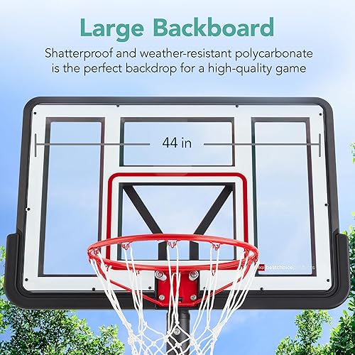 Miniatura 4 de Best Choice Products Aro de baloncesto regulador de 10 pies, portería de 7.5 a 10 pies de altura ajustable para exteriores con borde absorbente