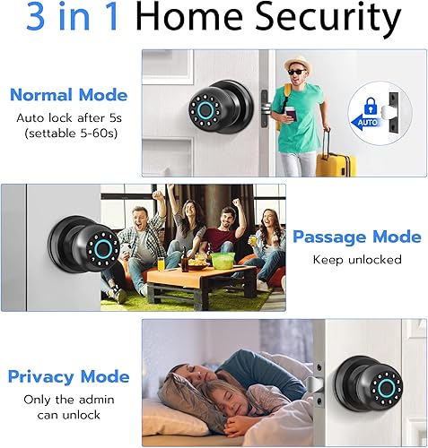 Miniatura 3 de eLinkSmart - Pomo de puerta con teclado inteligente, cerradura de puerta de entrada sin llave, cerradura de puerta de bola de entrada para