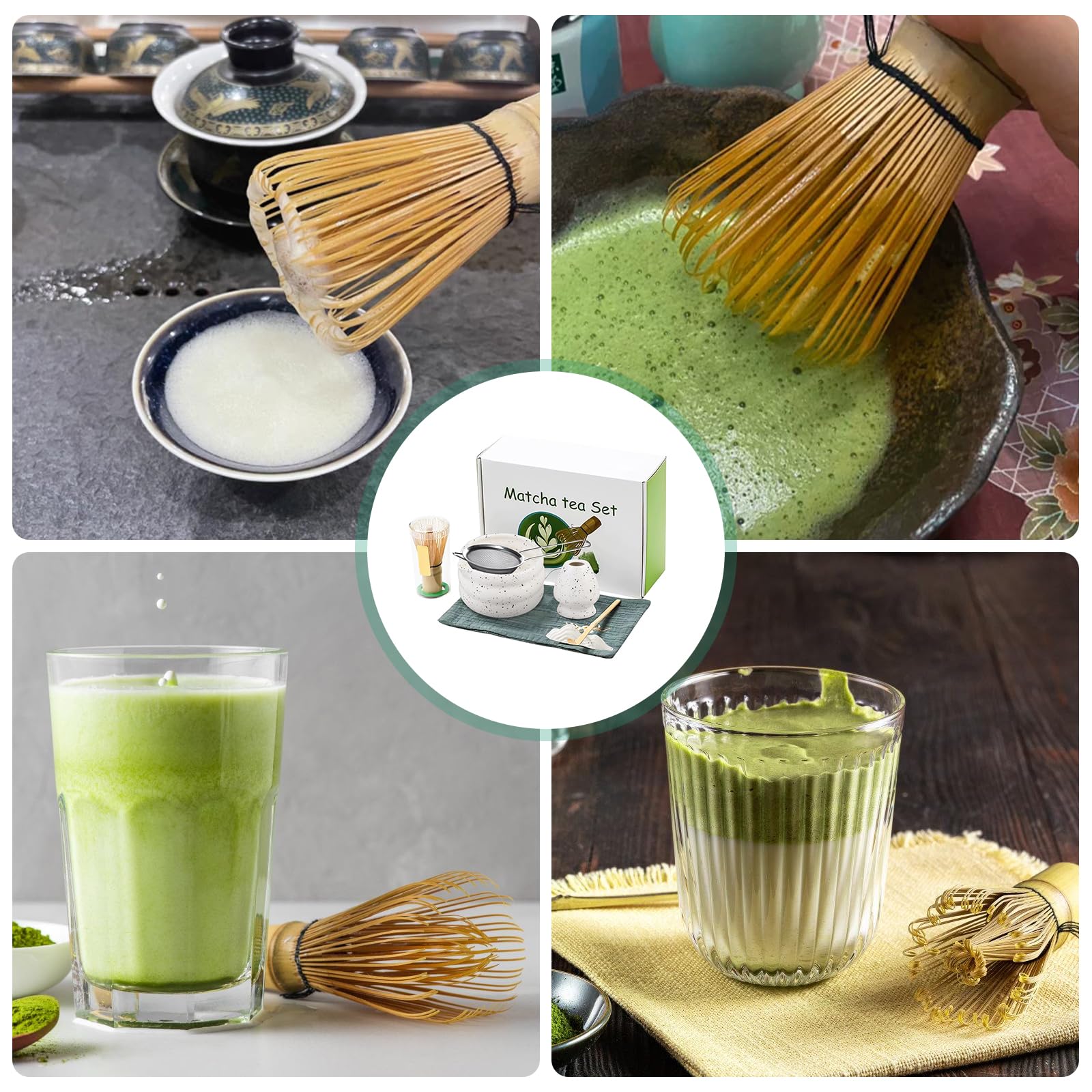 Servizio Matcha Premium 7 pezzi: servizio da tè matcha giapponese completo con ciotola per matcha in ceramica, chasen Servizio tradizionale per la preparazione del matcha giapponese (viola)