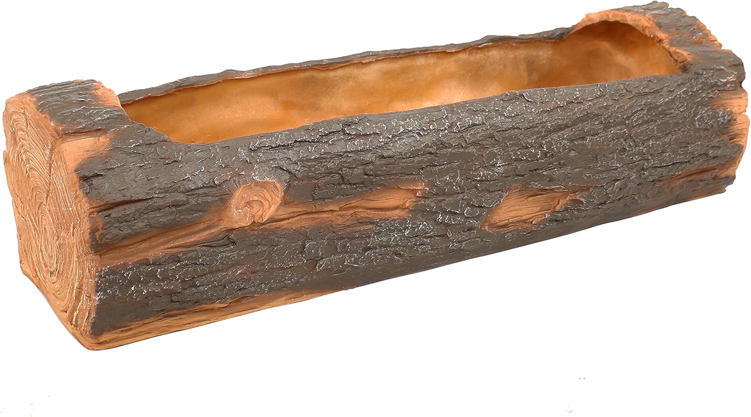 Sunnydaze 35-Inch Polyresin Rustic Log Planter with 3 Drainage Holes - 50-Quart Soil Capacity