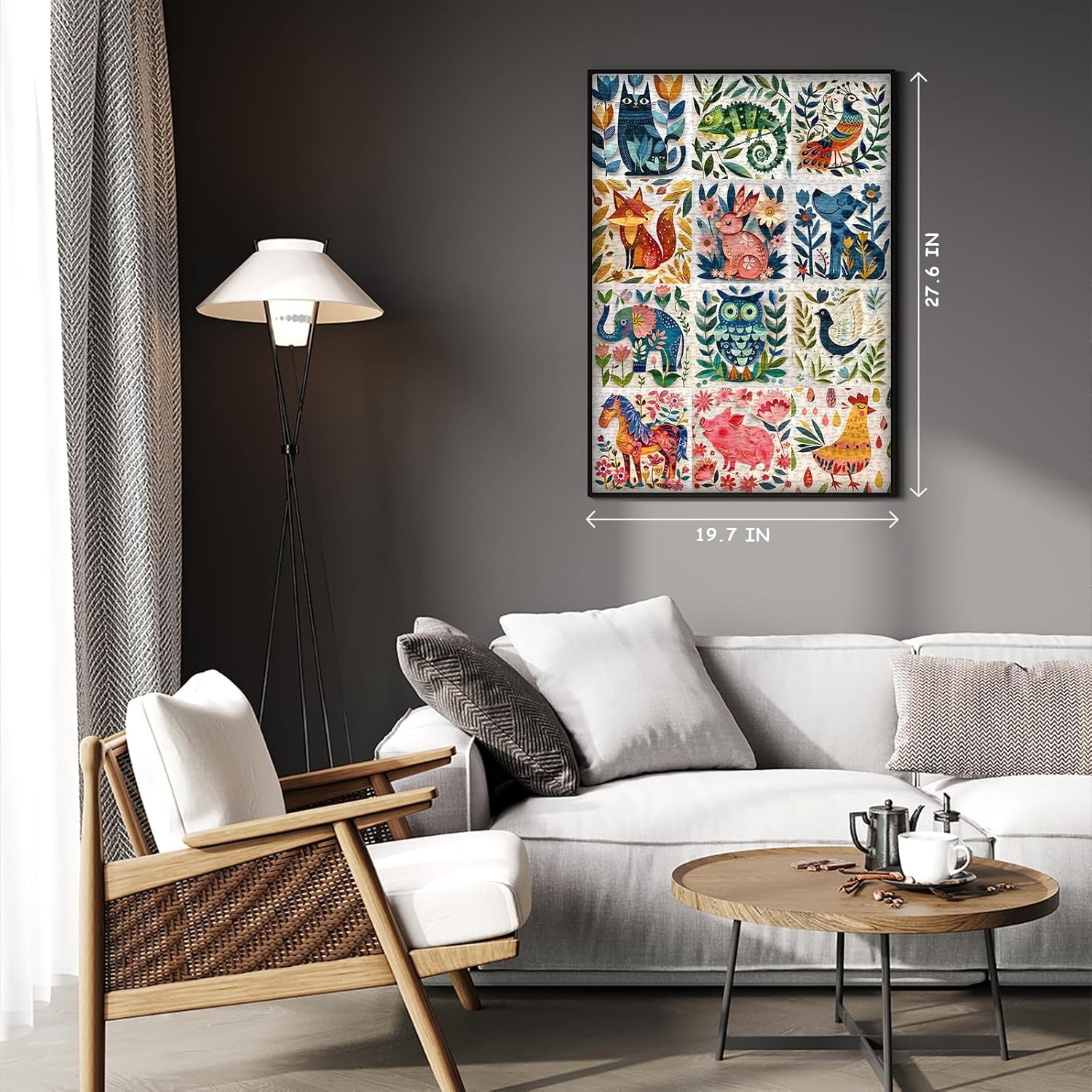 Animal Puzzles for Adults 1000 Pieces, Nature Puzzle Feature Dog Cat Bird Owl Chicken Elephant Horse Fox, Garden Flower Plant Abstract Jigsaw Puzzle Paper Cut Collage
