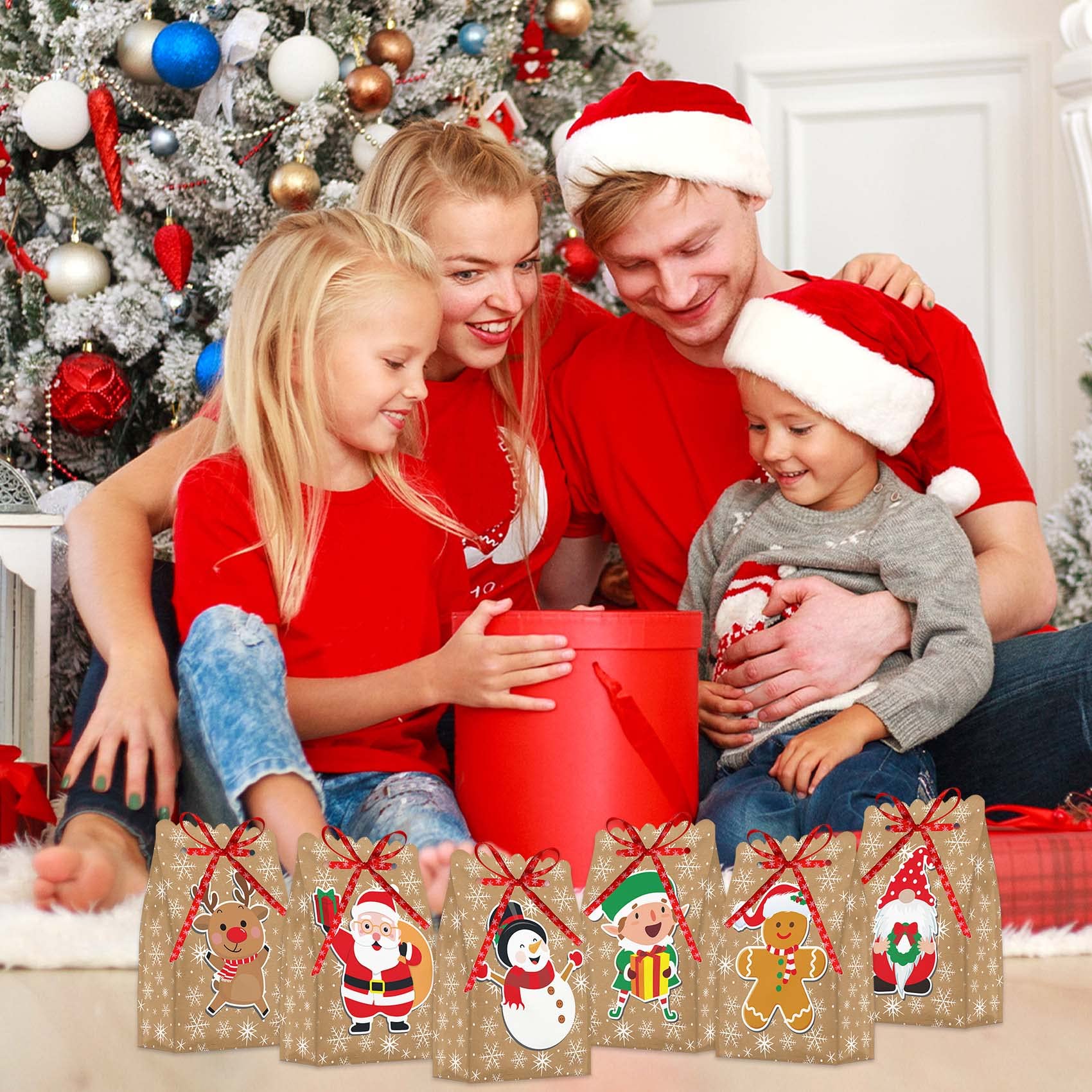Lot de 2 sacs cadeaux de Noël pour pommes, sacs cadeaux de Noël pour