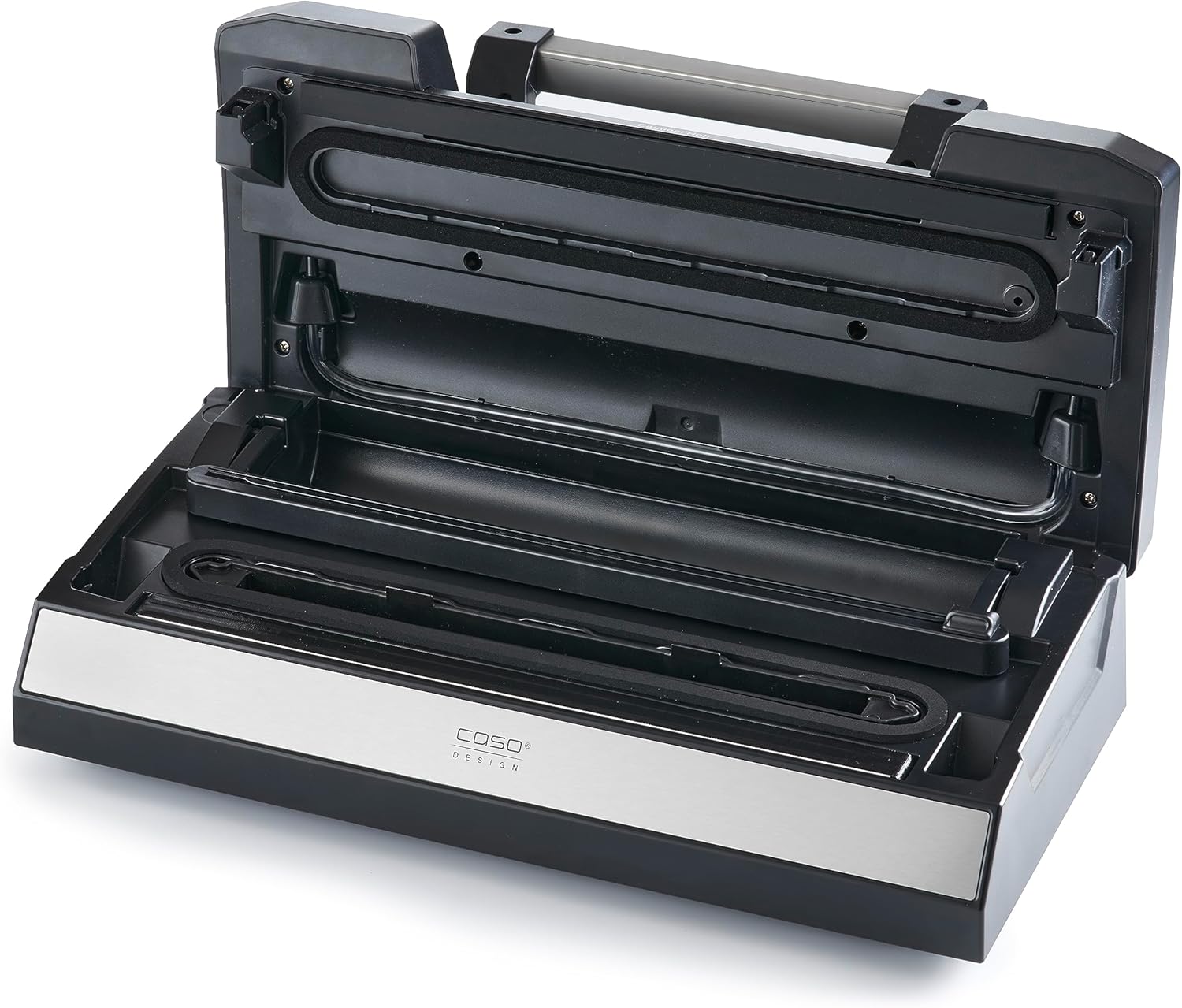 CASO VRH 790 advanced Pro Vacuum Sealer with lid open, showing vacuum chamber and sealing bar