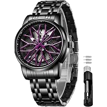OLEVS Watches for Men Skeleton Rotary Dial Car Watch Dress Wirst Watch | 42MM Dial,Stainless Stell,30M Waterproof,luminous