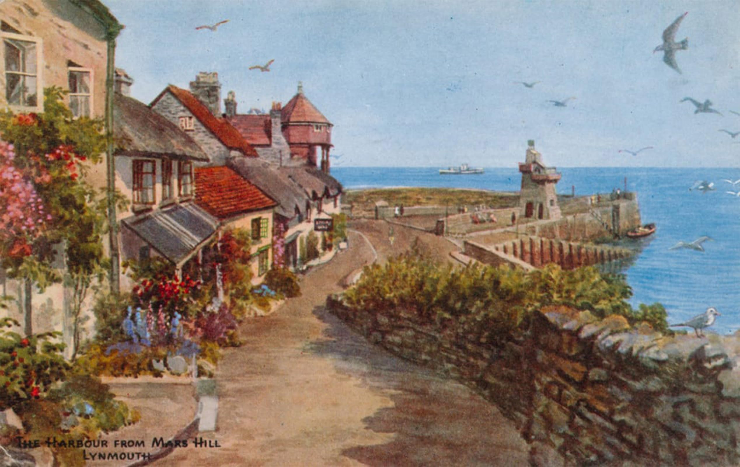 SERENDIPITP Vintage Wall Art Canvas Nordic Poster Canvas Print Picture the Harbour From Mars Hill Lynmouth by Alfred Robert Quinton Wall Art Poster for Home Decor 60x90cm