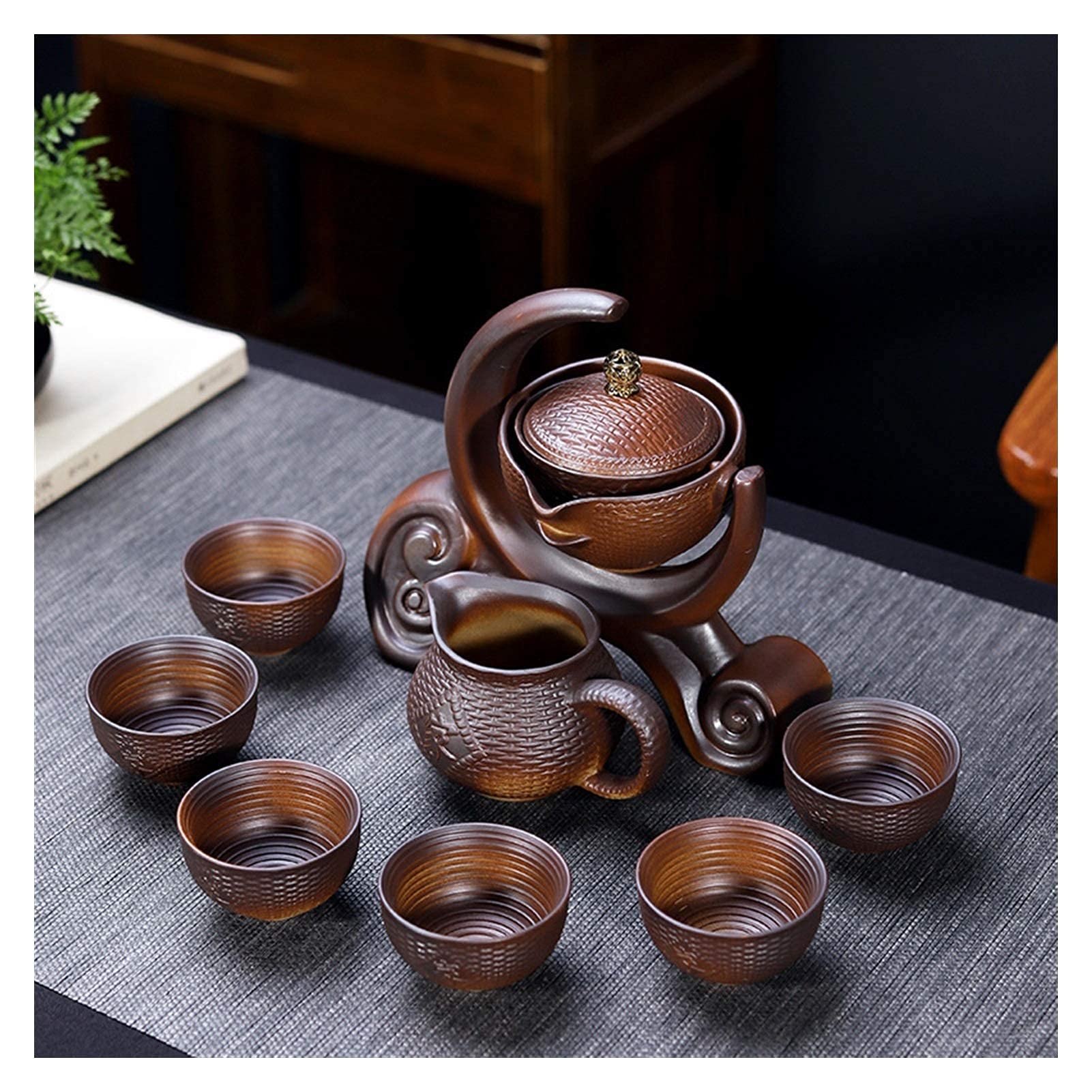 Set Da Tè Semiautomatico In Ceramica Per Cerimonia Kung Fu - Leggero, Portatile, Con Macinazione In Pietra, Ideale Per Viaggi E Regali
