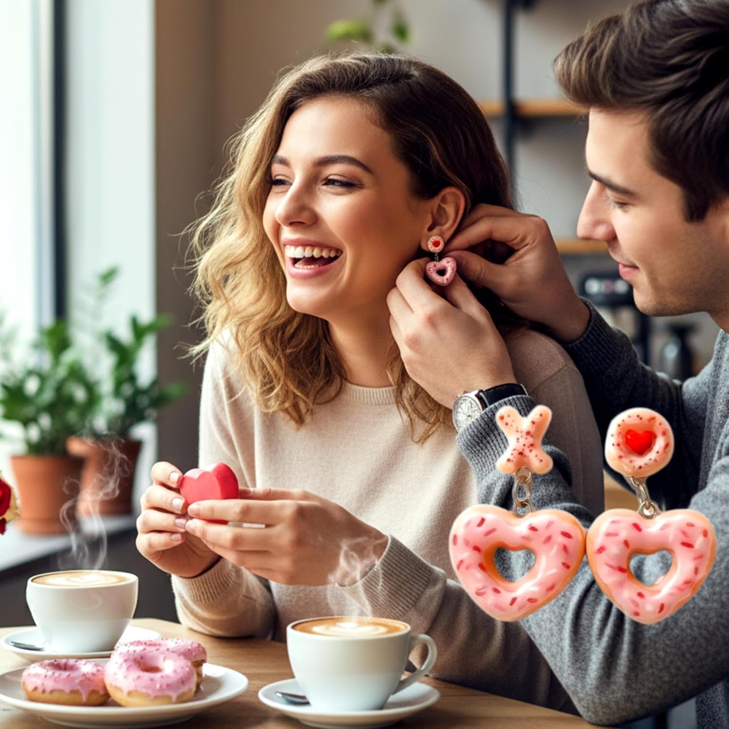 Kigeli 6 Pairs Valentine's Day/St. Patrick's Day Earrings for Women Love Heart/Irish Shamrock Dangle Earrings Jewelry Gifts Accessories for Mother Wife Sister Birthday Decorations - Image 3