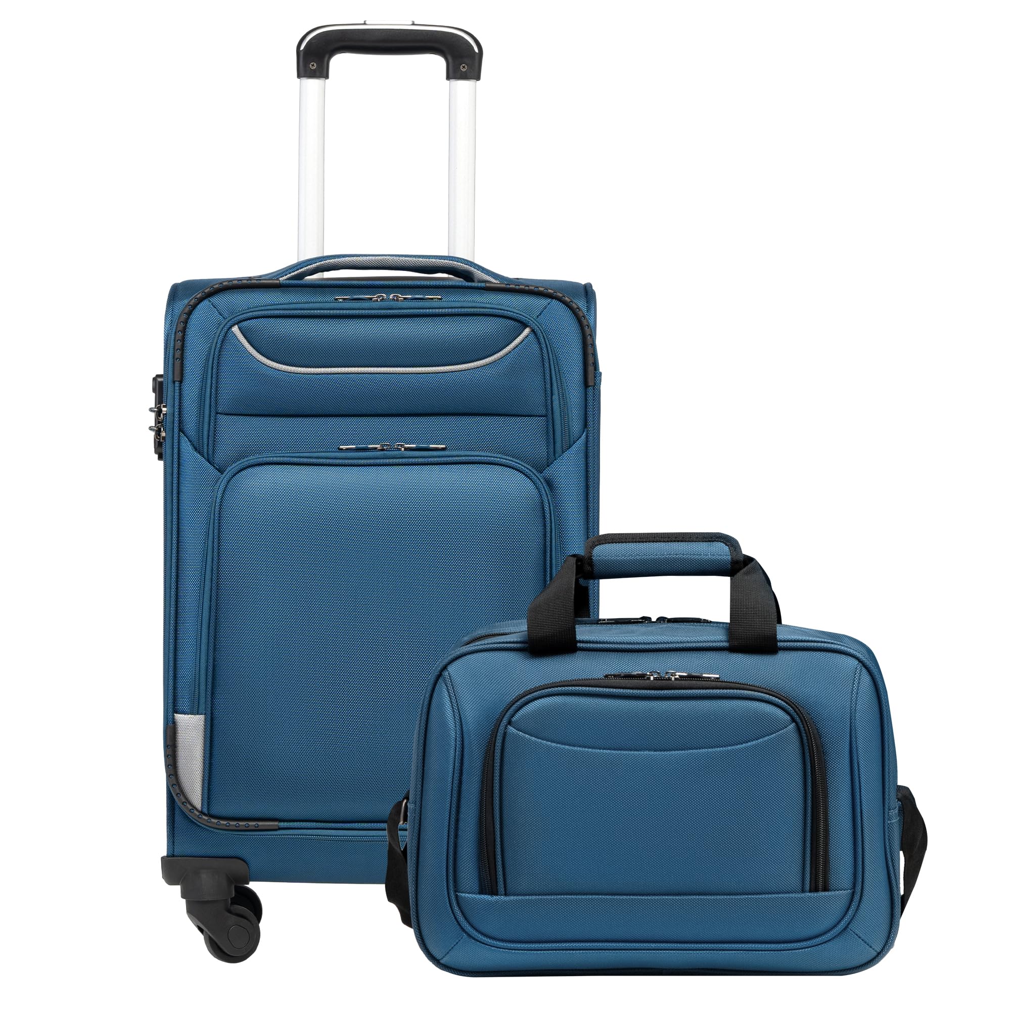 COOLIFE Koffer Trolley Koffer Reisekoffer von 4 Rollen Stoffkoffer Handgepäck TSA-Schloss Der Koffer Enthält 1 Große Umhängetasche