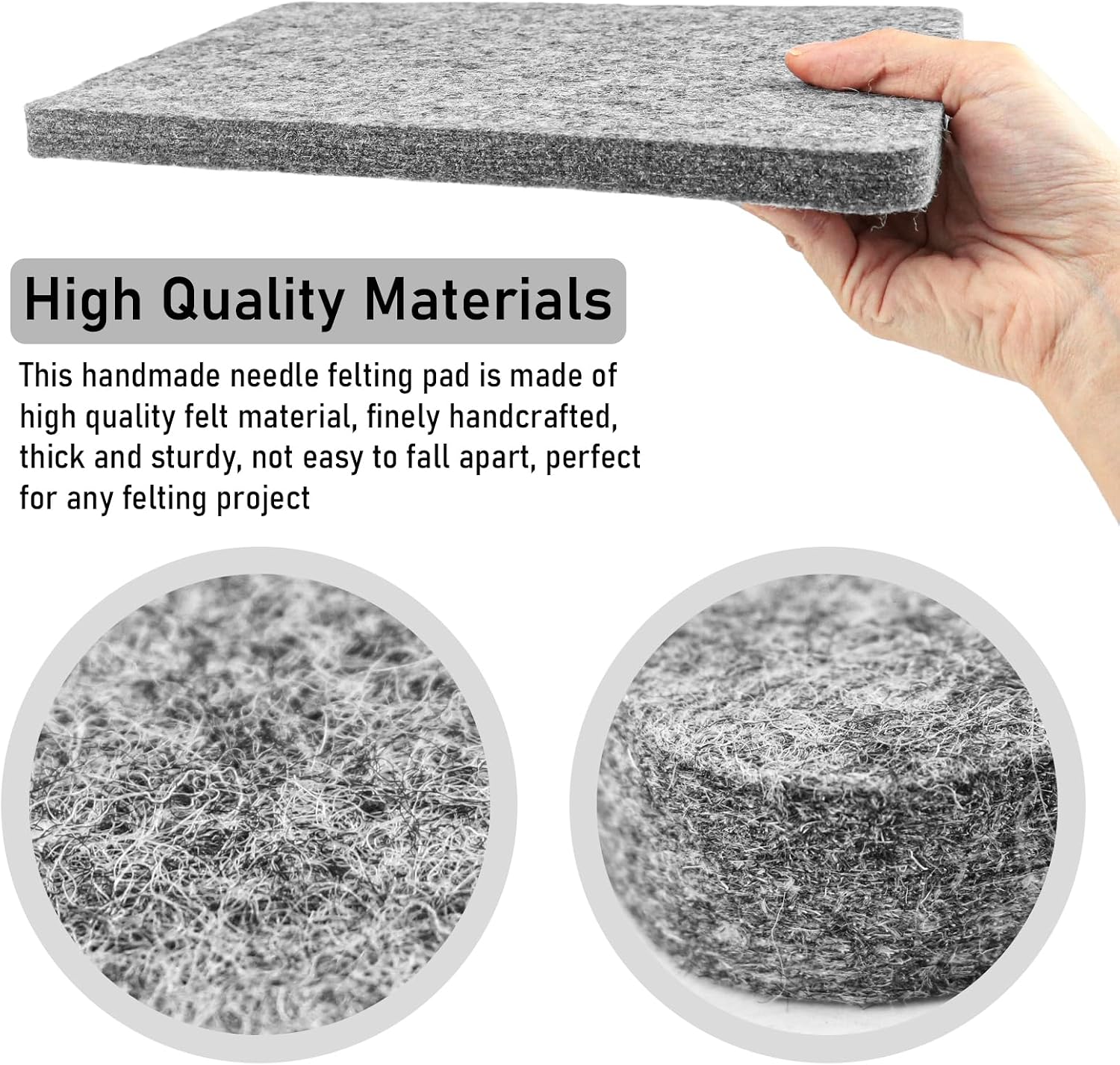Thick Firm Needle Felting Mat Grey Sponge Pad Woolen Block Needled for Wool Projects Ideal for Beginners in Crochet and Knitting (Large Size)