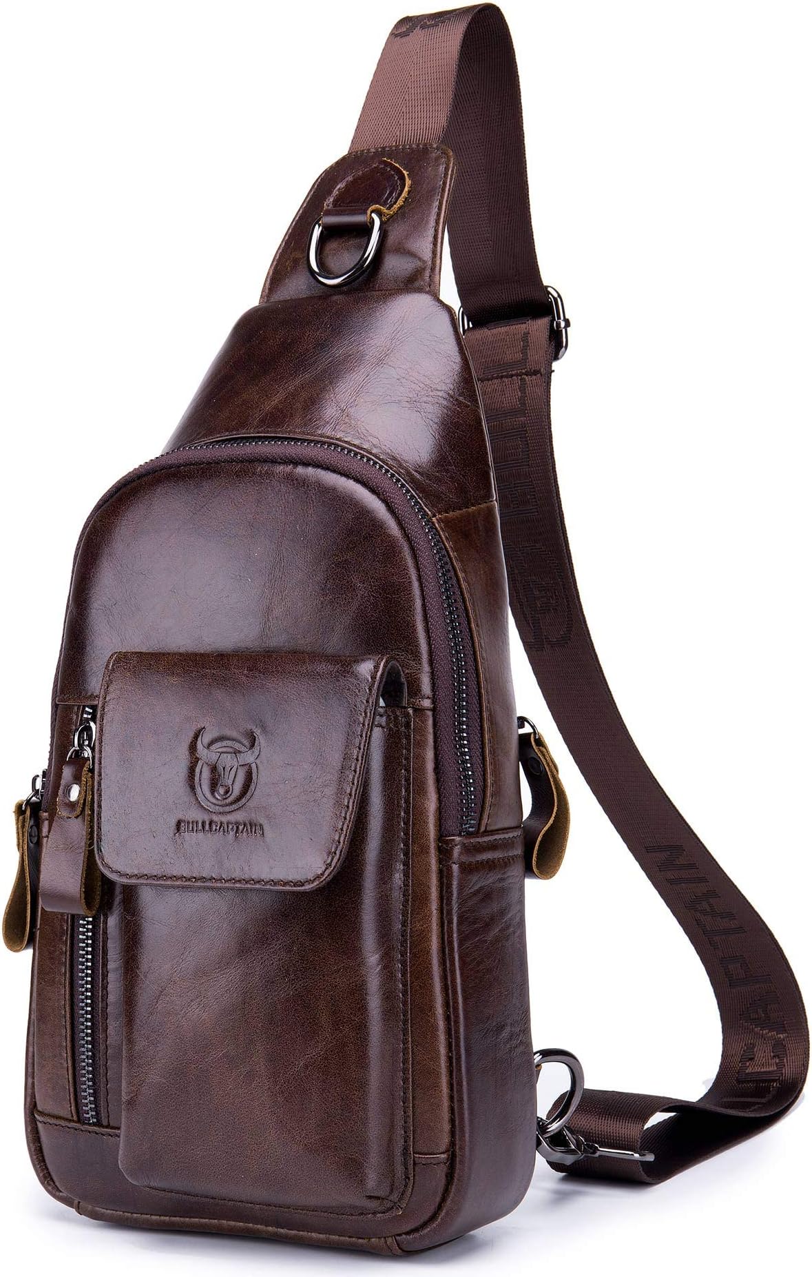 Mens Leather Crossbody Bag Shoulder Sling Bag Casual Daypacks Chest Bags for Travel Hiking Backpacks