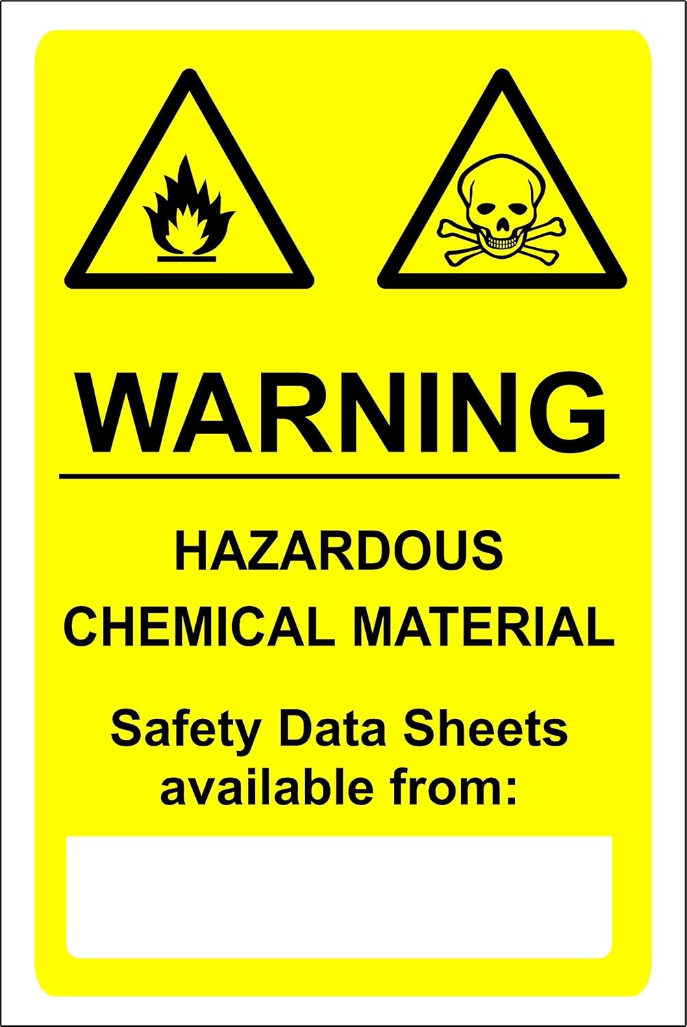 Warning hazardous chemical material safety data sheets available from