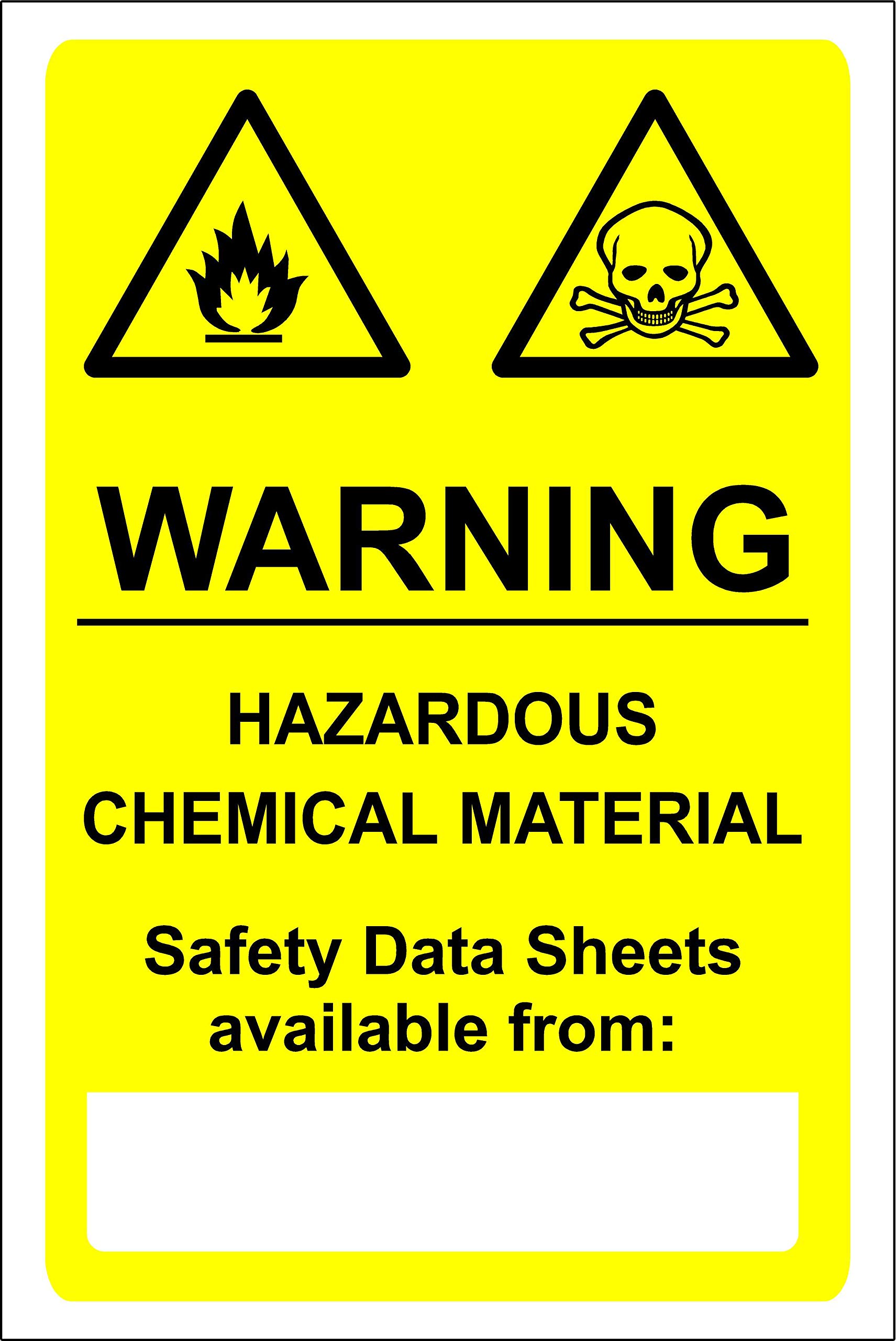 Warning hazardous chemical material safety data sheets available from Safety sign - 1.2mm Rigid plastic 300mm x 200mm